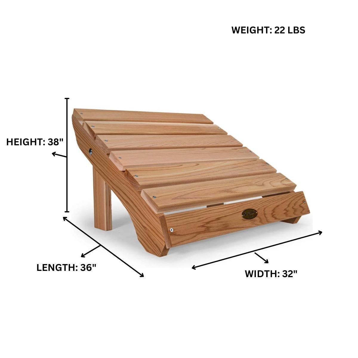 All Things Cedar AO21 Adirondack Cedar Patio Ottoman Outdoor Foot Rest Chair - 20L x 24W x 14H