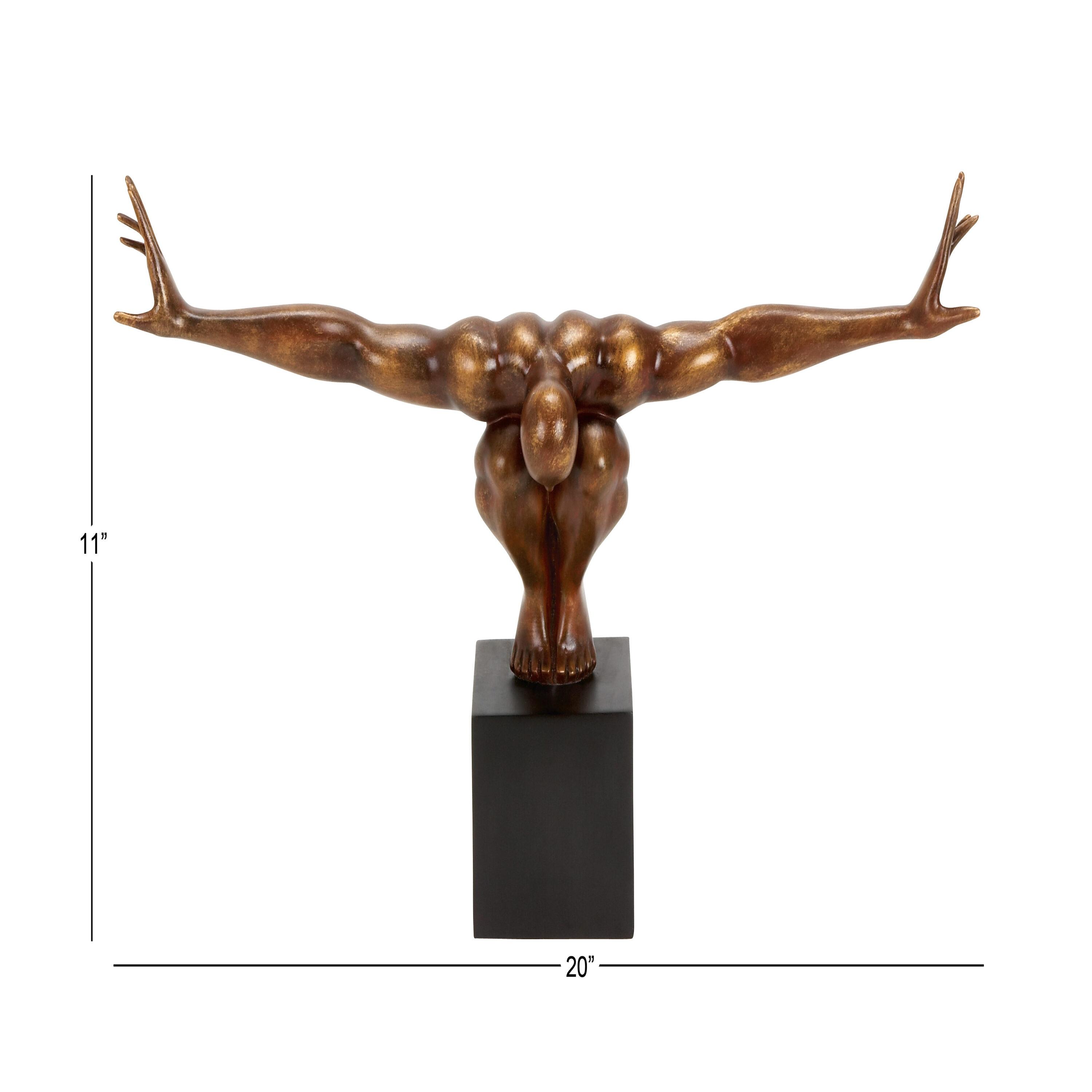 Red Barrel Studio® Cleophis Polystone Diver Decorative Bronze Sculpture with Black Base