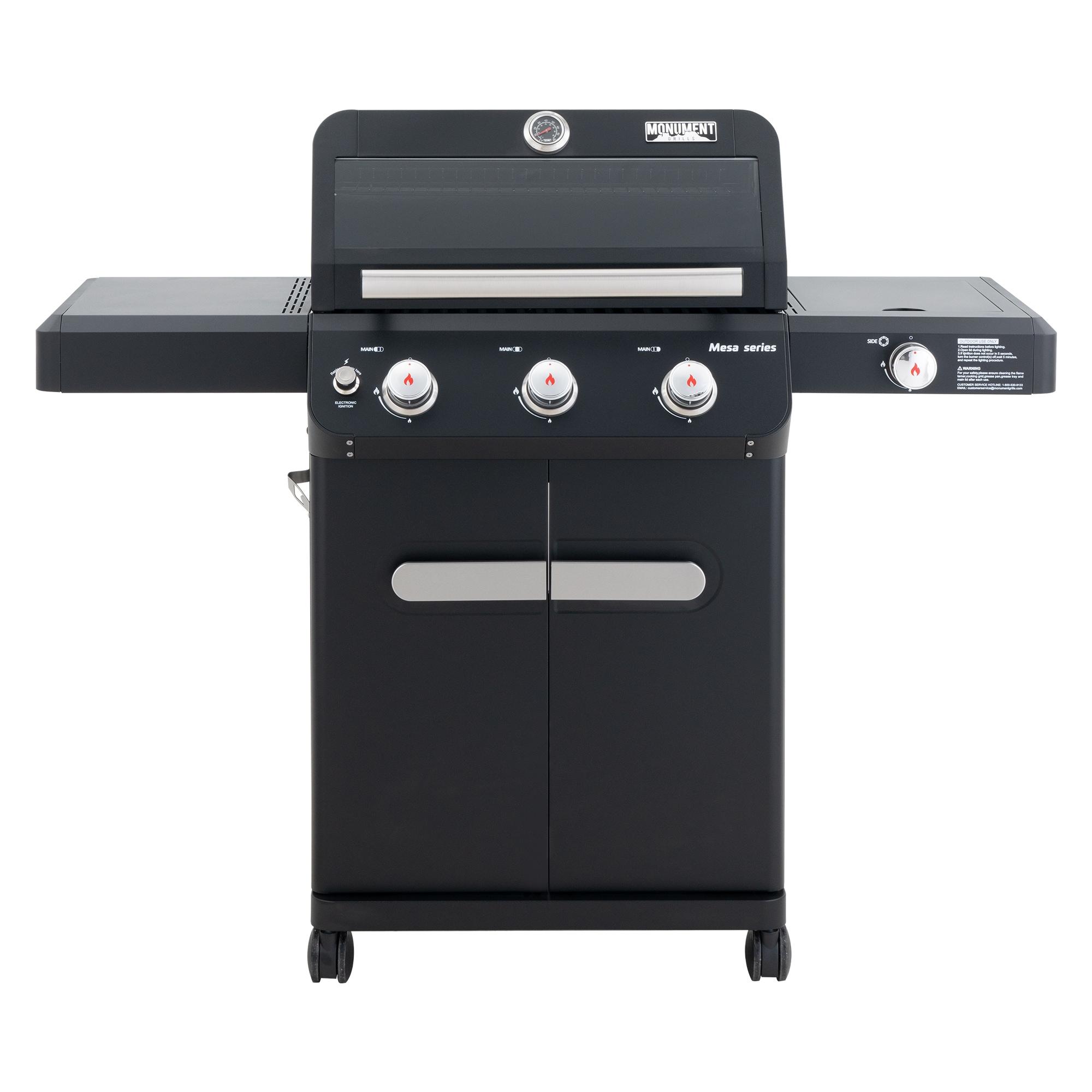 Monument Grills Mesa Series3-Burner 48000 BTU Propane Gas Grill with 1 Side Burner