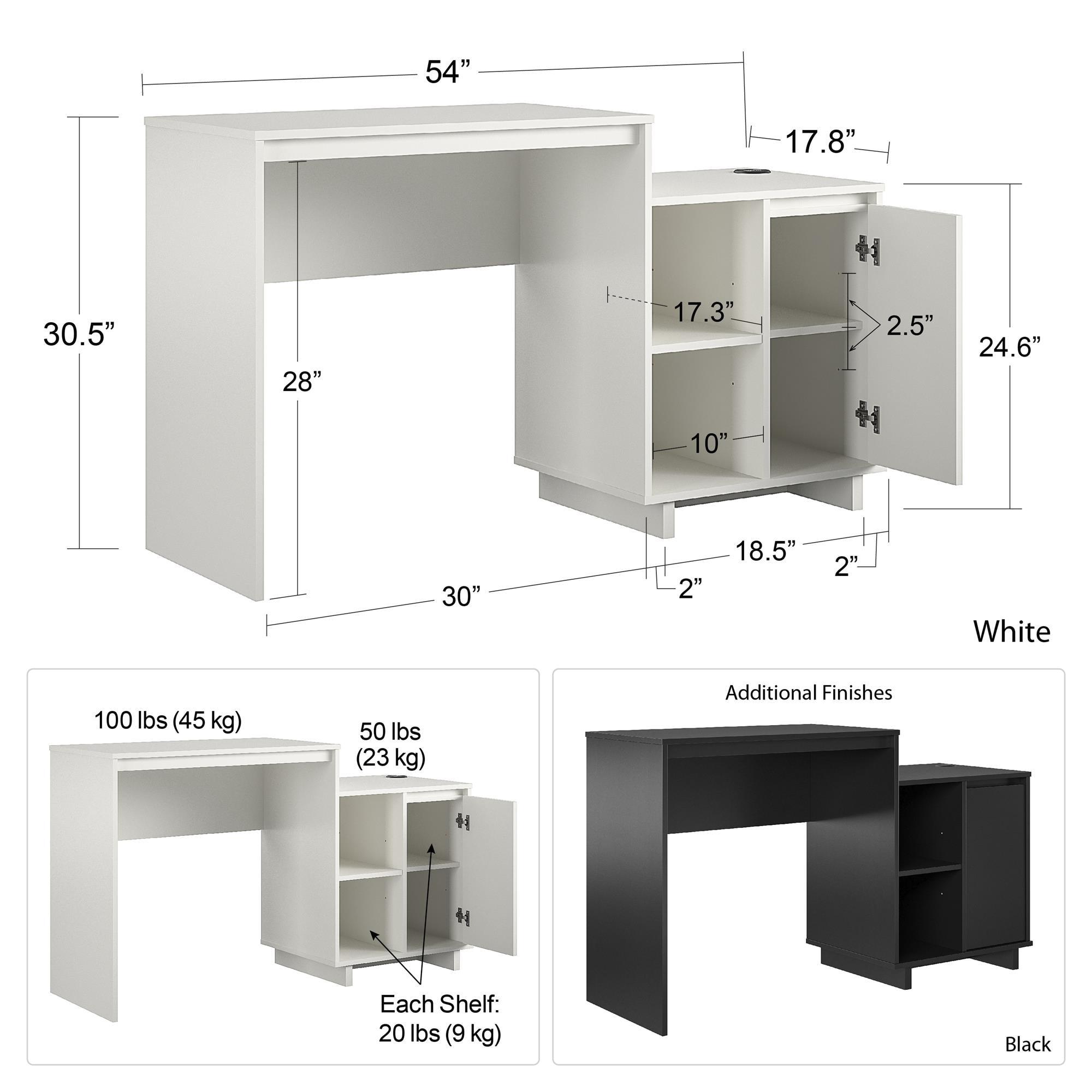 Ravelston White Wood Computer Desk with Filing Cabinet