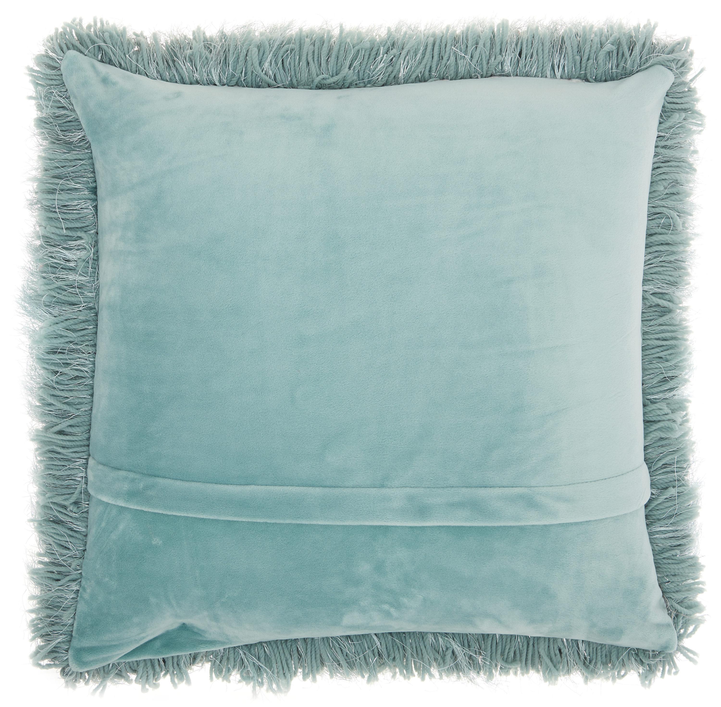 Nourison Shag Solid Celadon Decorative Throw Pillow , 20" x 20"