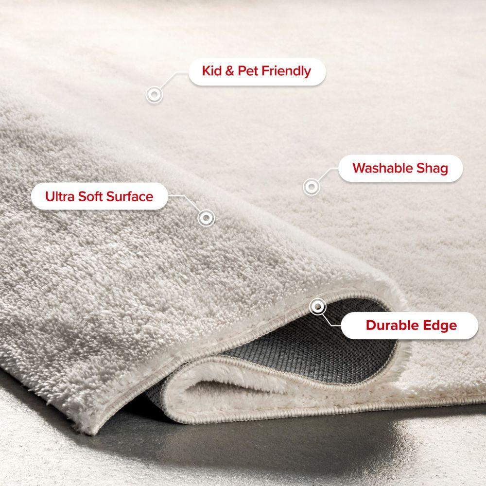 nuLOOM 2' x 3' Cozy Plush SuperiorWash Area Rug, Machine Washable, Non-Slip, Soft Fluffy Shag Carpet for Living Room Bedroom Nursery, Loni Off-white