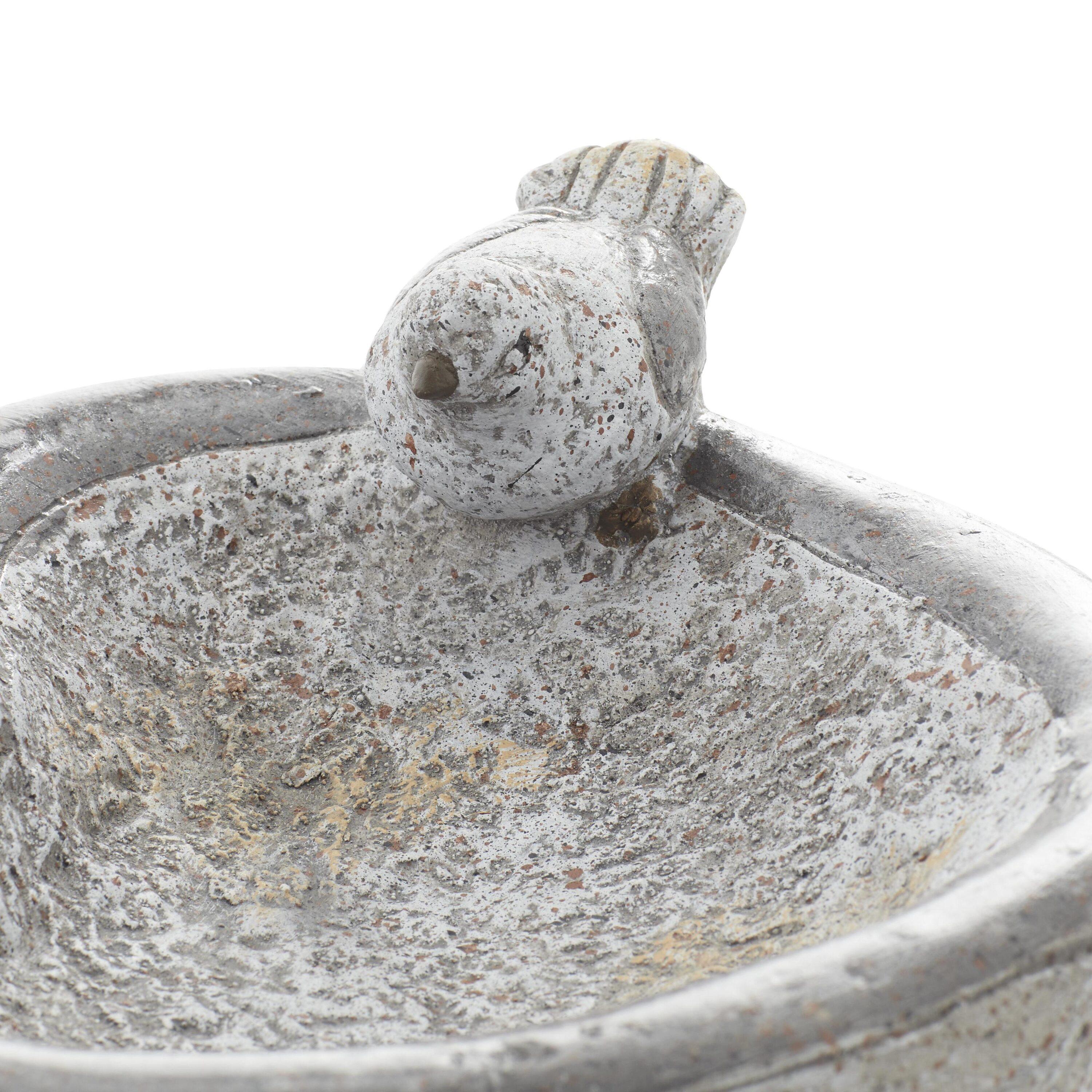 DecMode 6" Indoor Outdoor Bird Garden Sculpture with Bath Bowl