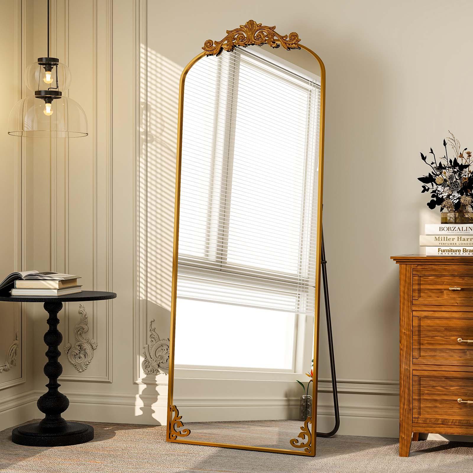 BEAUTYPEAK 64"x21" Full Length Mirror Rectangle Body Dressing Floor Standing Mirrors, Gold
