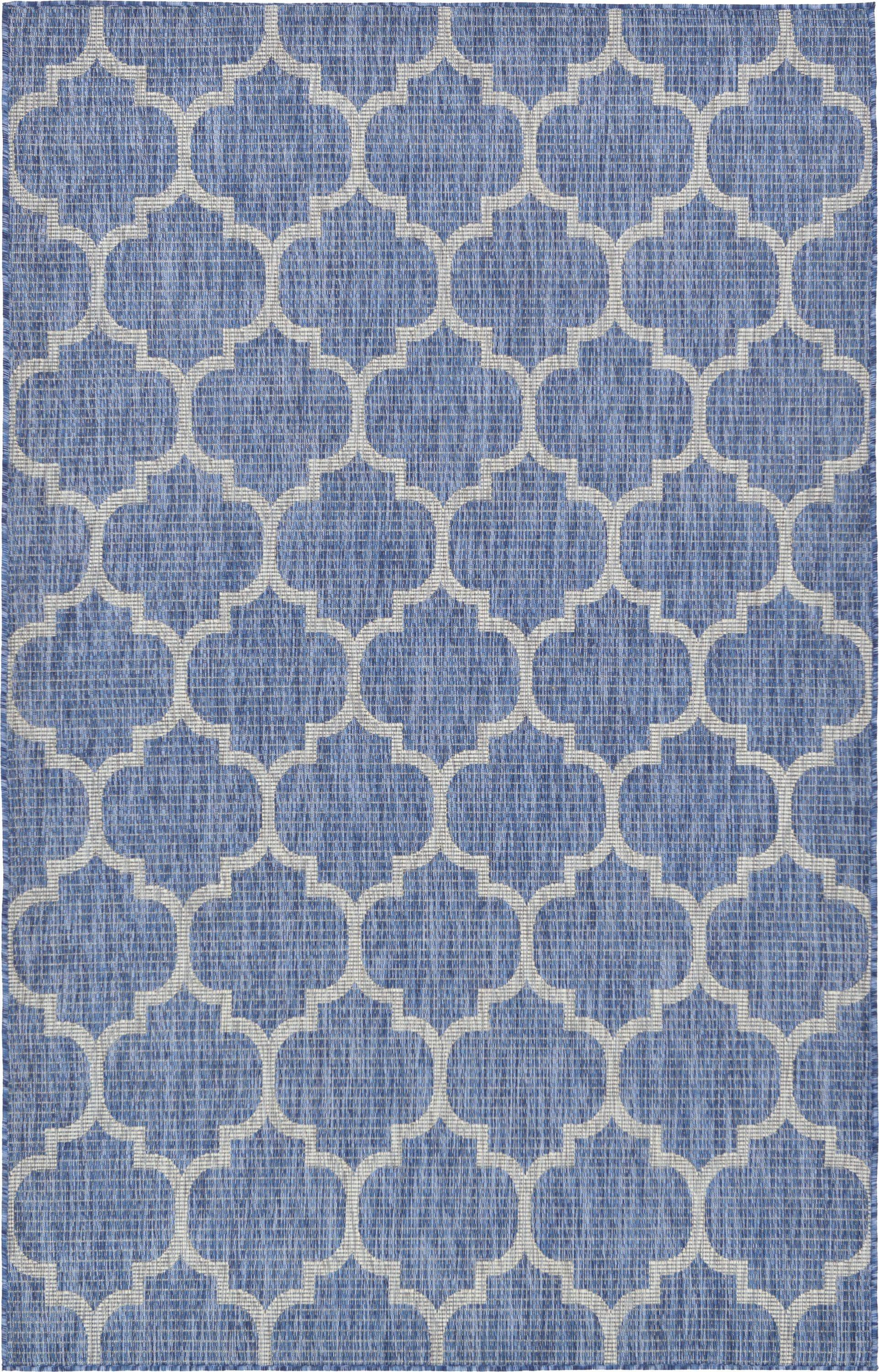 Unique Loom 5' 3 x 8' 0 Rectangle Indoor/Outdoor Trellis Navy Blue Area Rug