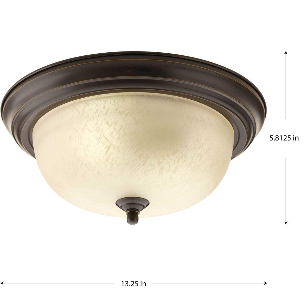 Progress Lighting Melon 2-Light Flush Mount, Brushed Nickel, Alabaster Glass Shade