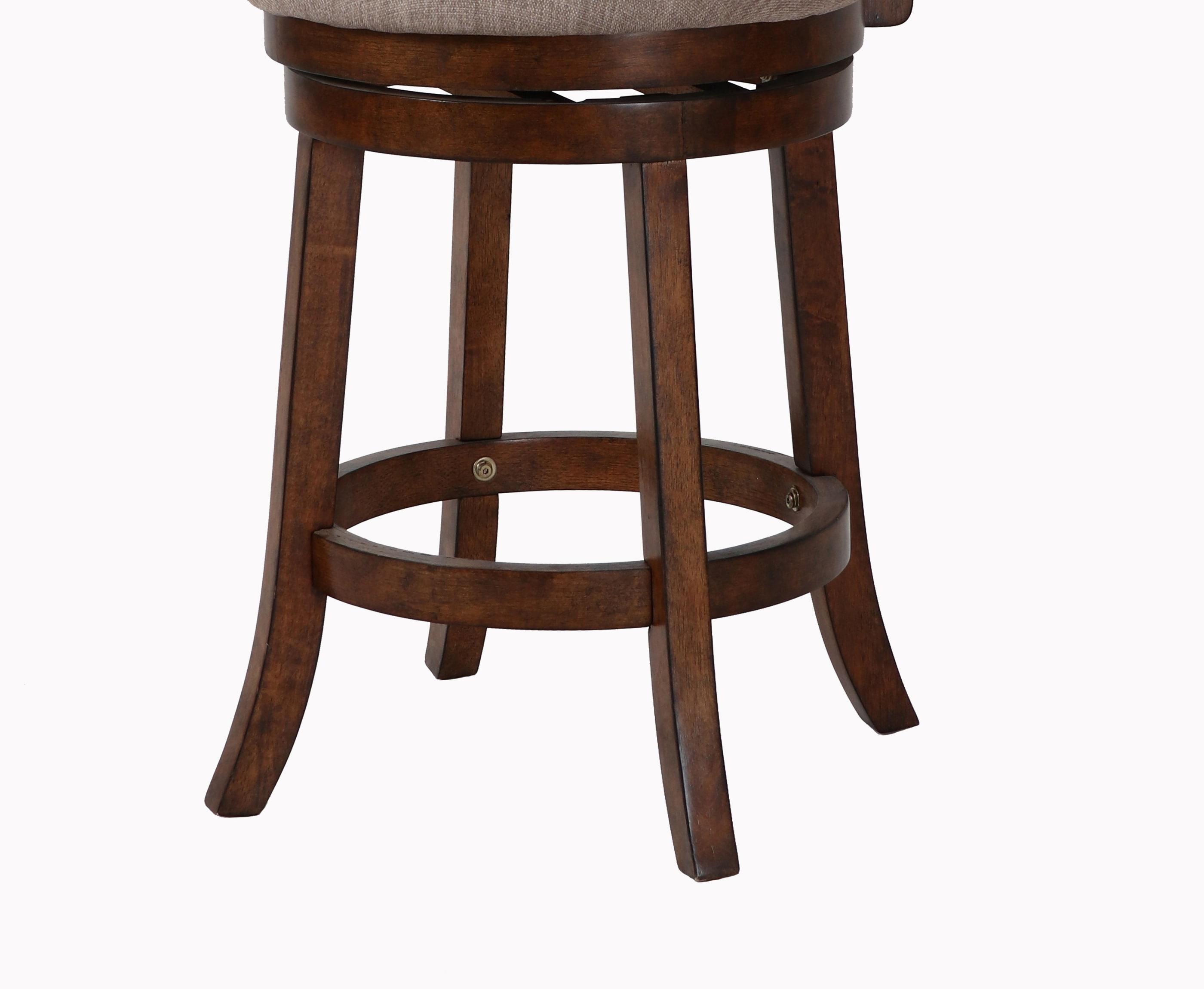 New Classic Furniture, Aberdeen Wood Swivel Bar Stool with Fabric Seat in Dark Brown, Brown