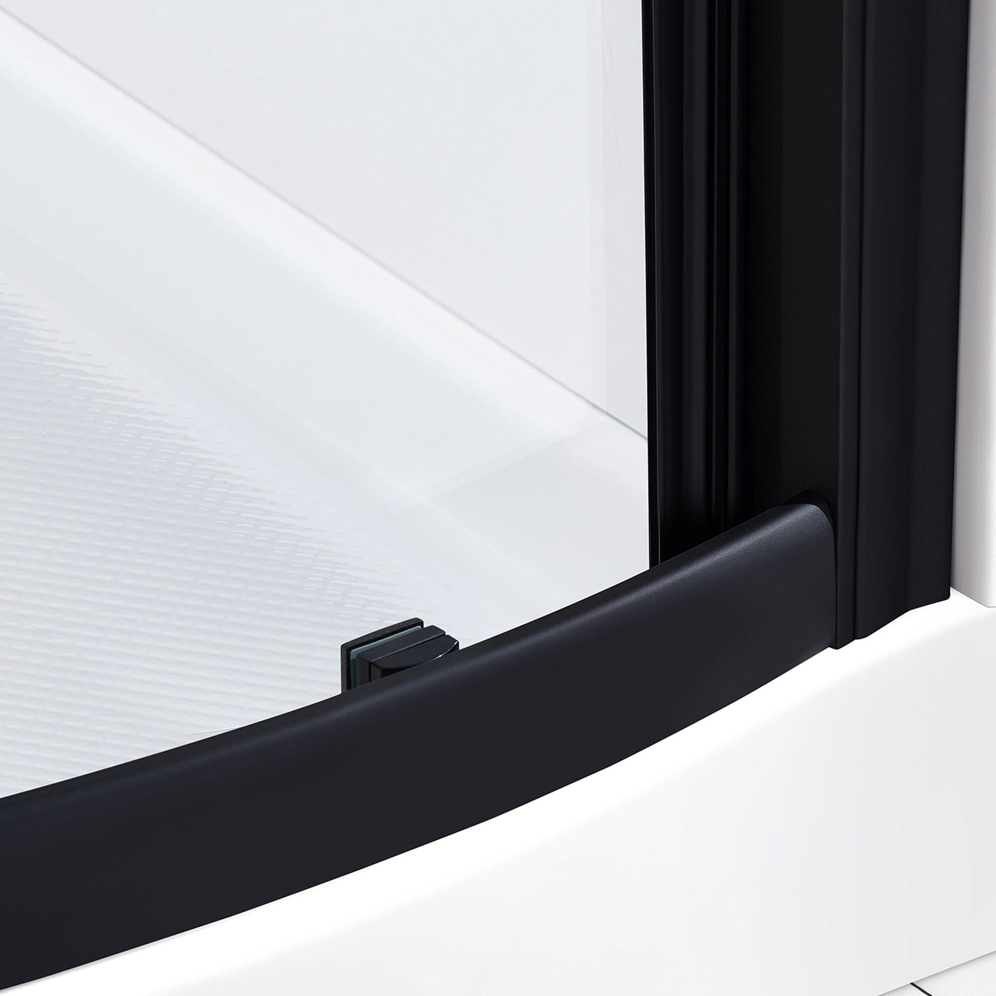 Ove Decors OVE Decors Breeze 44 in. Round Shower Kit, Clear Door with Shower Base and Wall 15SKA-BREE38-BLKAC