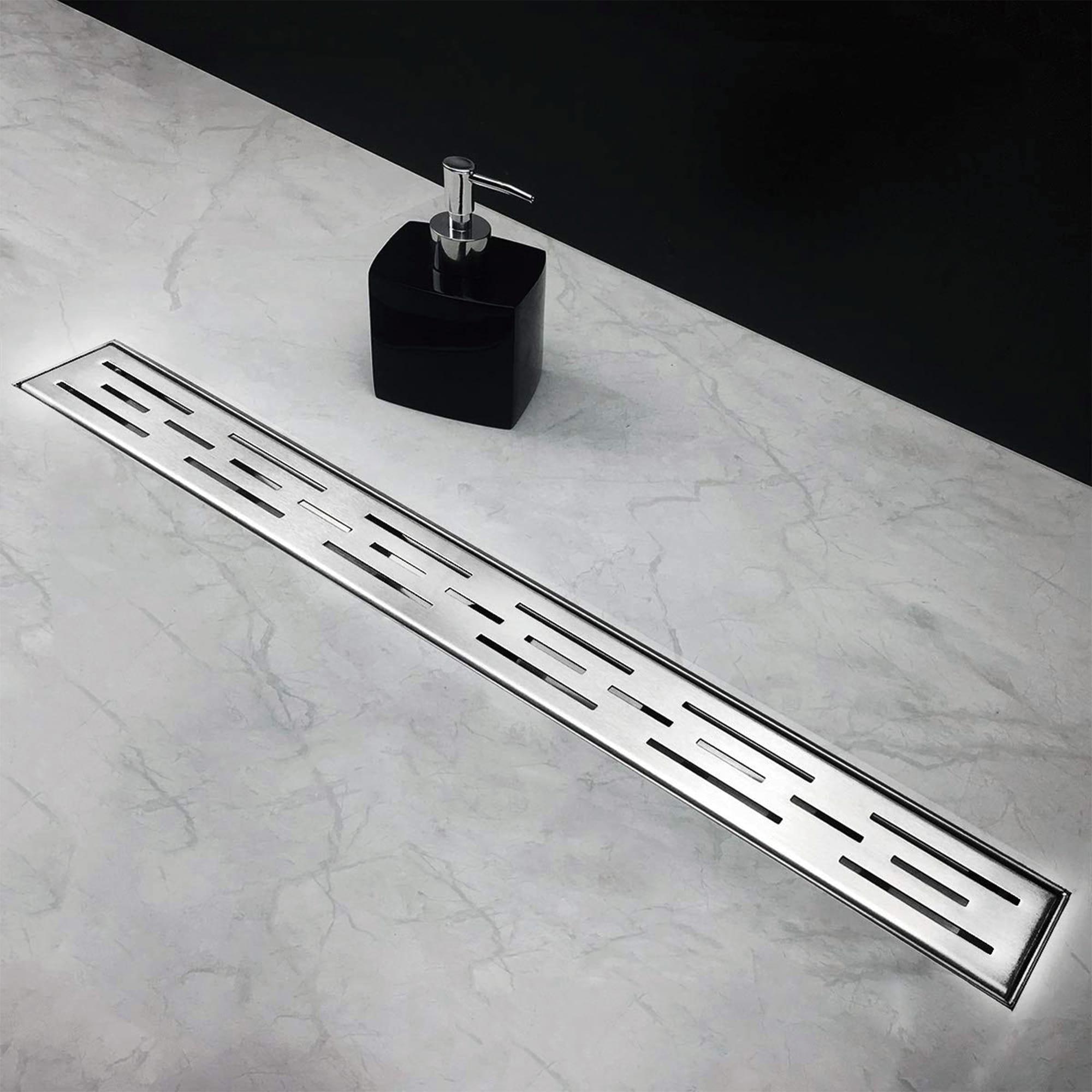 36 In. Stainless Steel Linear Shower Drain With Stripe Pattern Surface