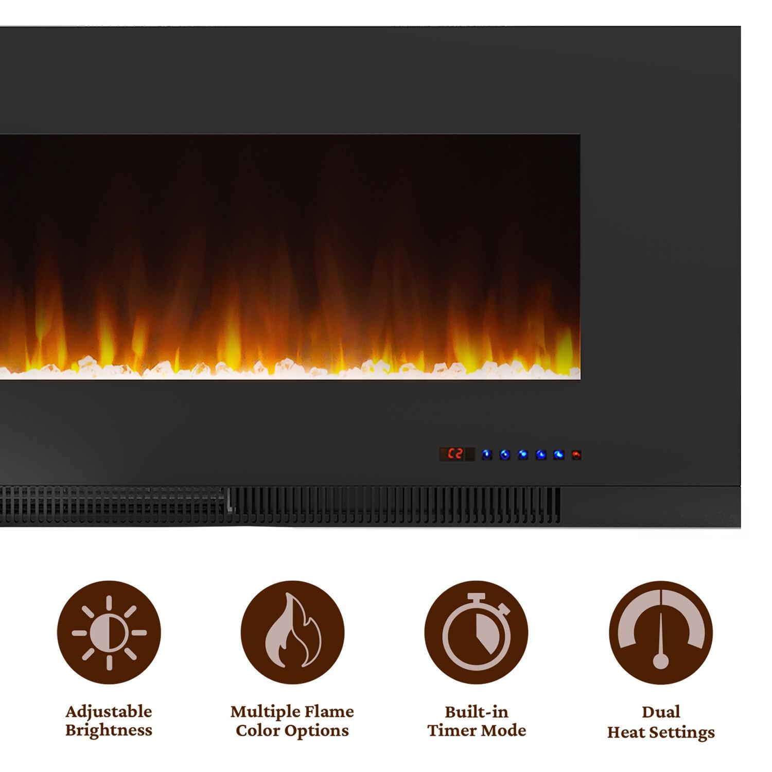 Cambridge Cambridge Wall Mount Electric Fireplace Heater with Remote Control for Indoor Use in Living Room, Bedroom, Home Office