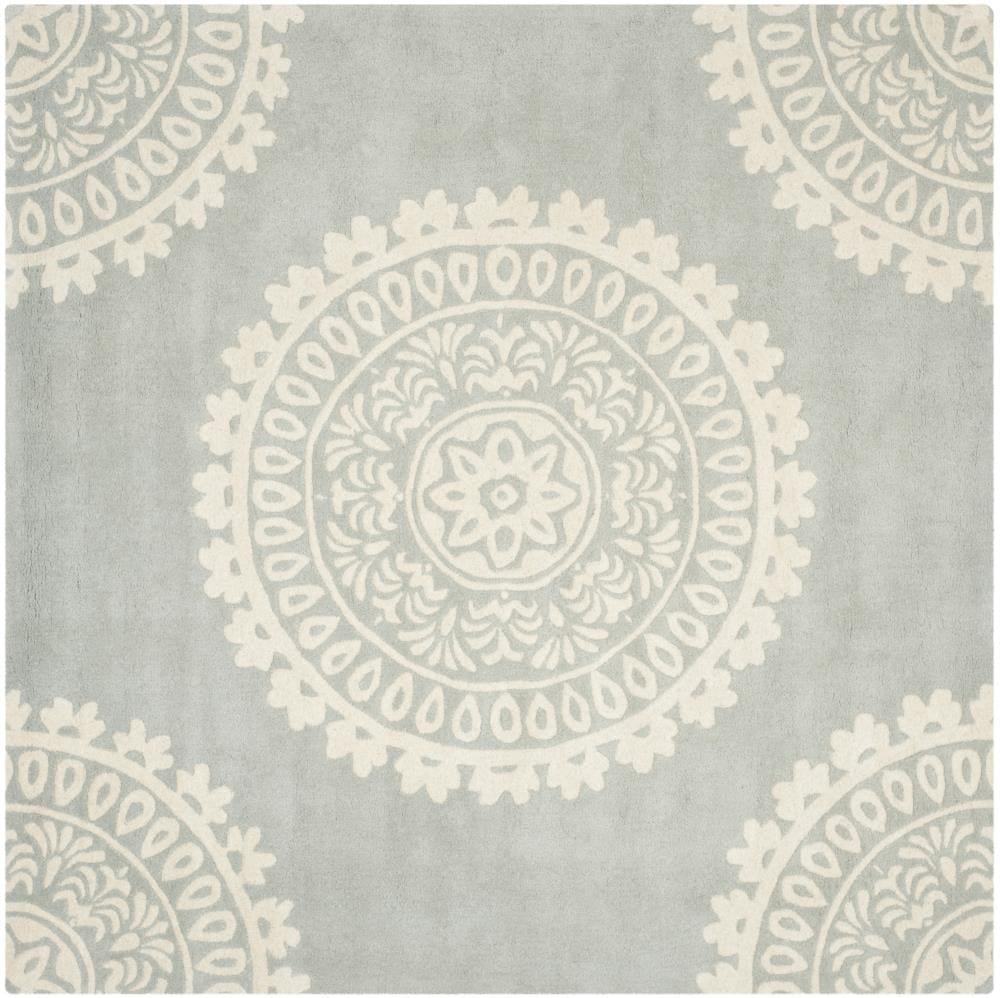 Bella BEL122 Hand Tufted Area Rug - Grey/Ivory - 5'x5' - Safavieh.