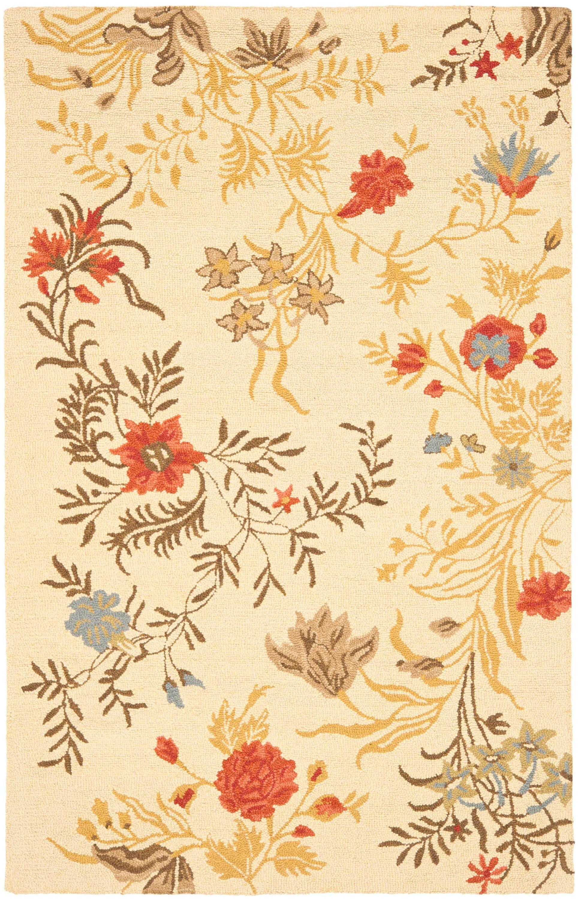 Blossom BLM916 Hand Hooked Indoor Area Rug - Beige/Multi - 5'x8' - Safavieh