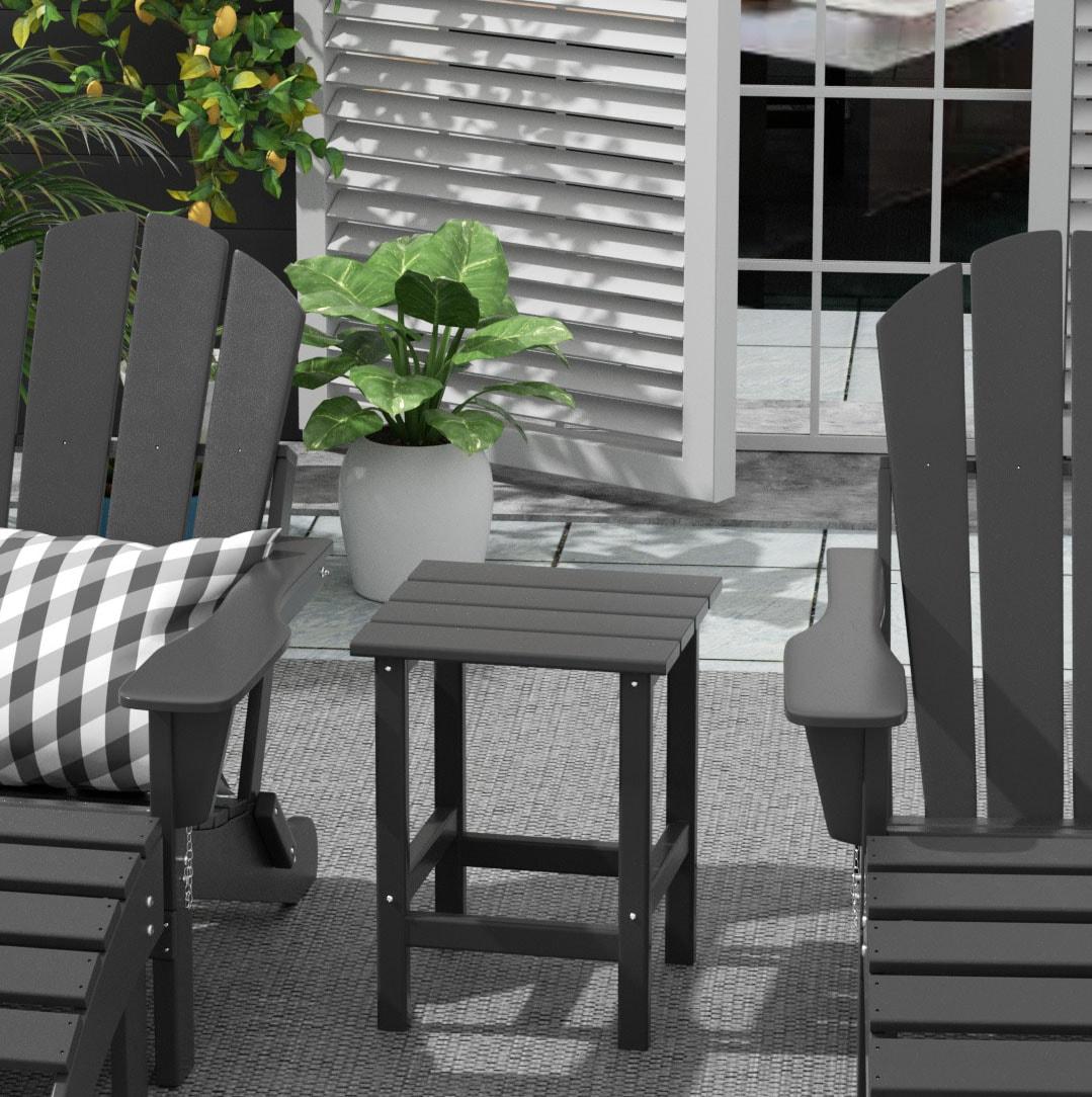 Polytrends  Laguna Hdpe All Weather Outdoor Patio Square Side Table Gray