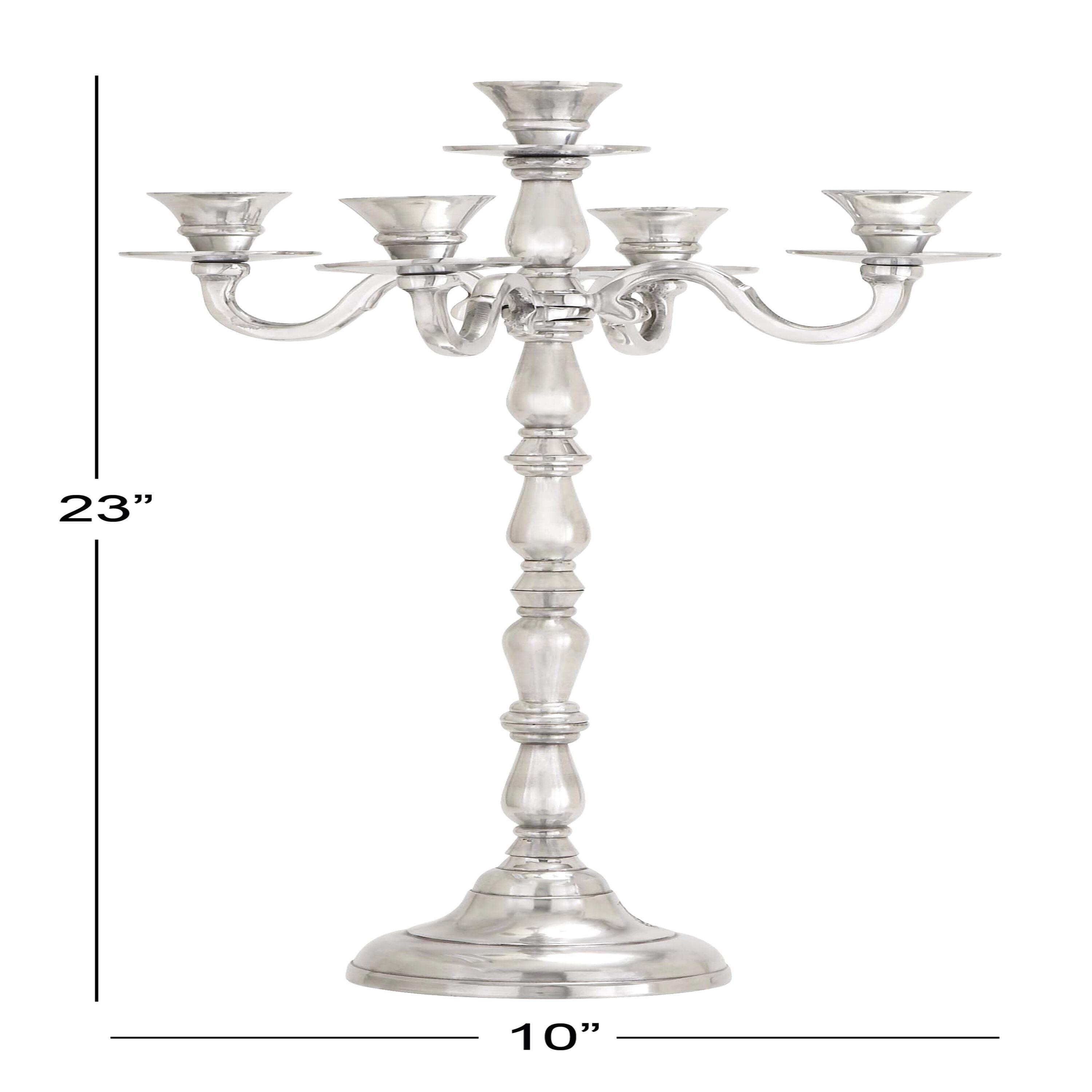 DecMode 5 Holder Silver Aluminum Metal Candelabra