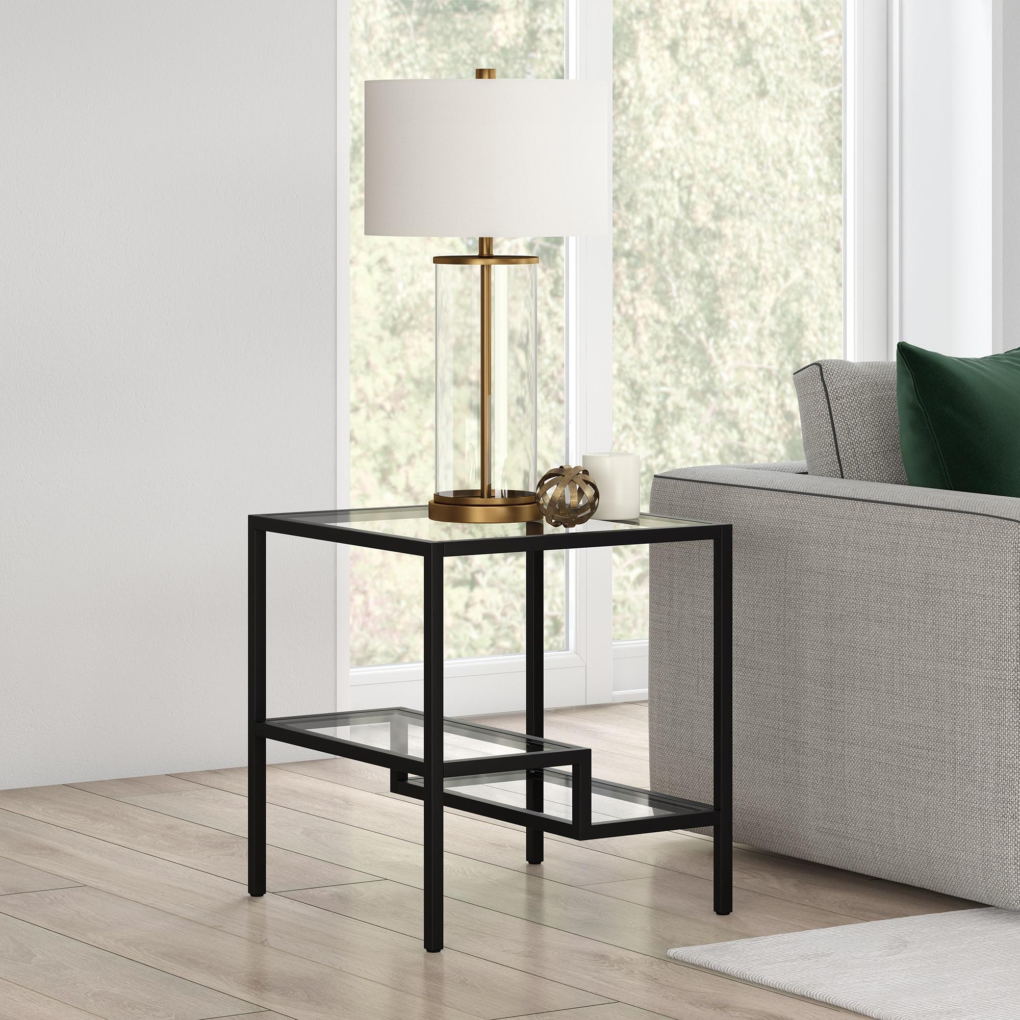 Evelyn&Zoe Lovett 20" Wide Square Side Table, Blackened Bronze