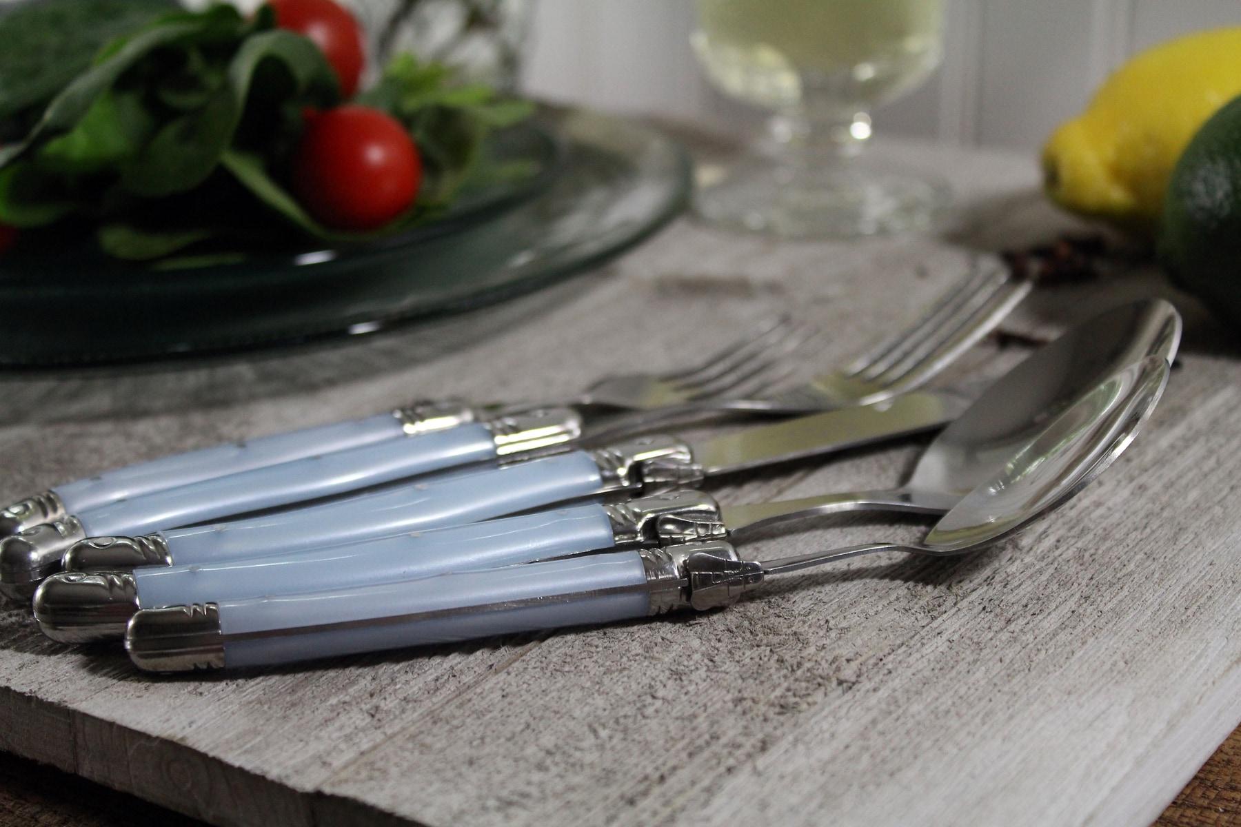 French Home Laguoile 20pc Stainless Steel Silverware Set Blue: Flatware Set, Service for 4, Dishwasher-Safe