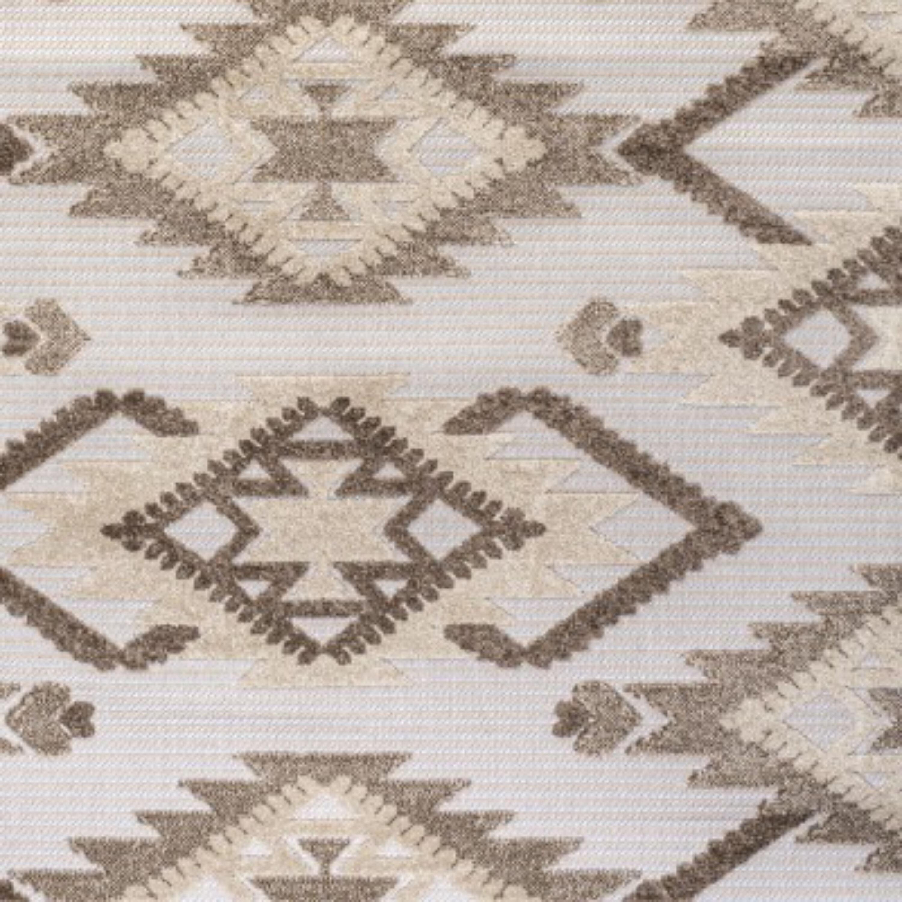 4'x6' Sumak High-Low Pile Neutral Diamond Kilim, Brown/Ivory - JONATHAN Y