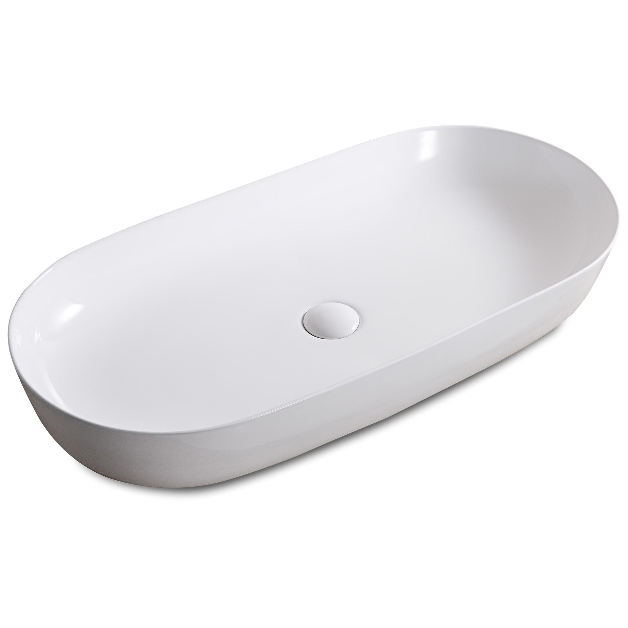 Ruvati RVB0432 Ruvati inch Bathroom Vessel Sink White Oval Above Counter Vanity Porcelain Ceramic