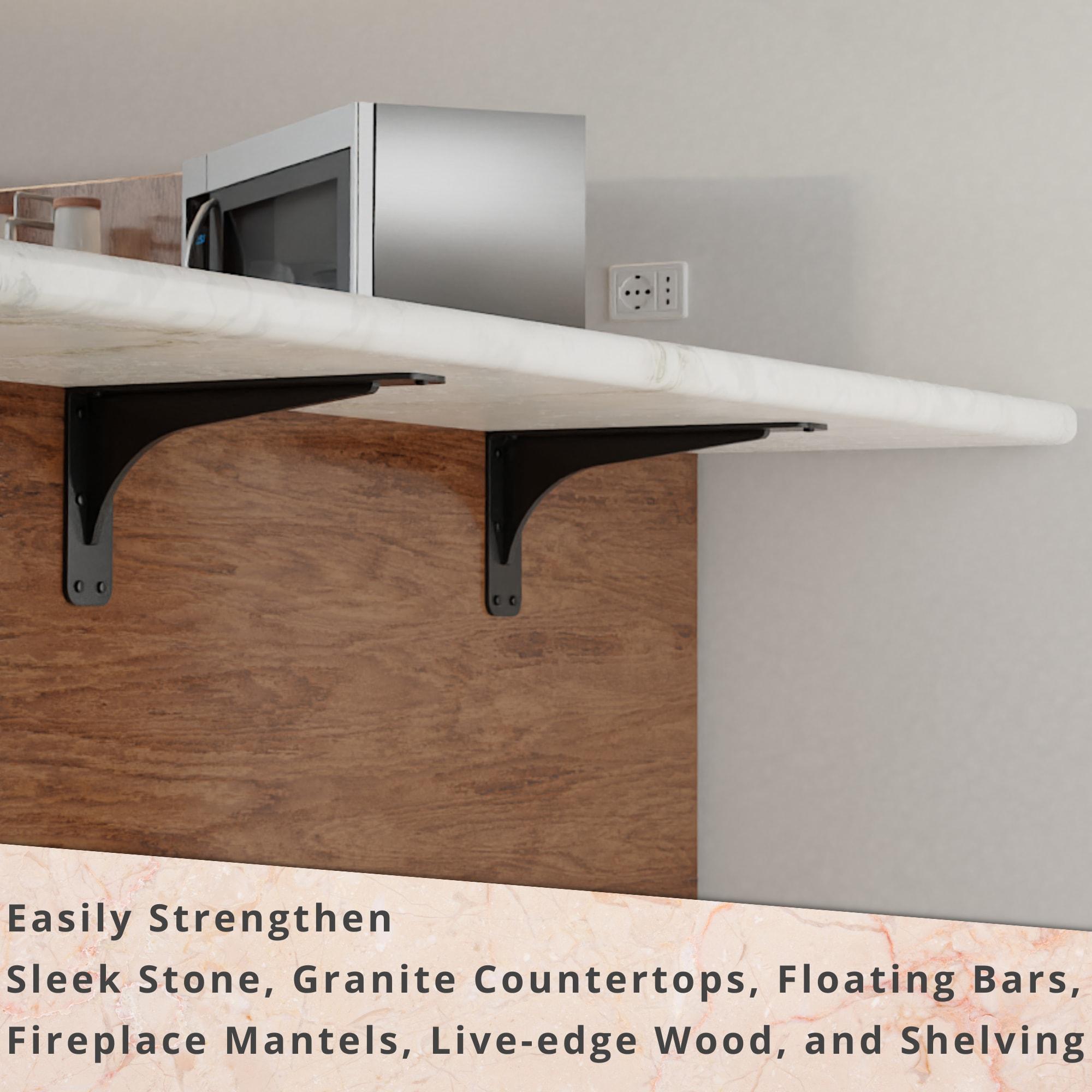 Gladiator Solid Heavy Duty Welded 500 Lb Low Profile Granite Countertop Support Shelf Brackets Floating Shelf Discrete Slim 500 LB Capacity (2 Pack) (7" x 13" x 2.5")