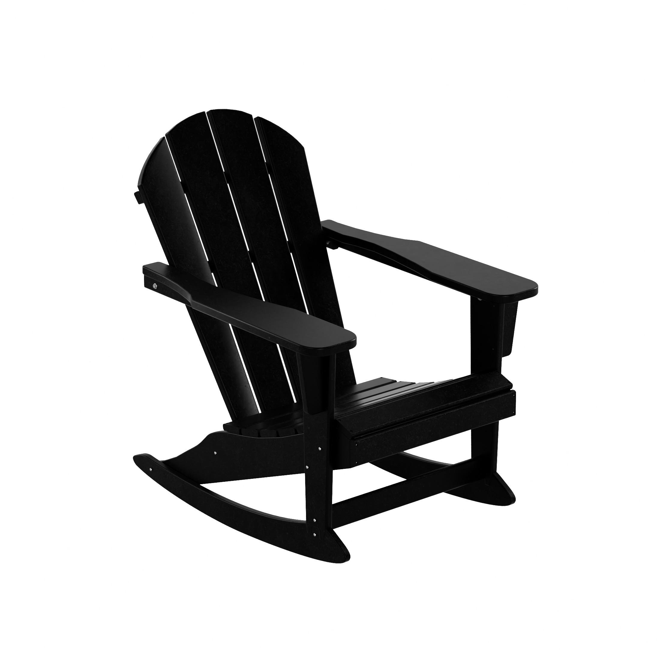 JUSTLET Plastic Adirondack Rocking Chair,HDPE All-Weather Outdoor Rocking Adirondack Chair for Porch, Patio, Balcony,Black