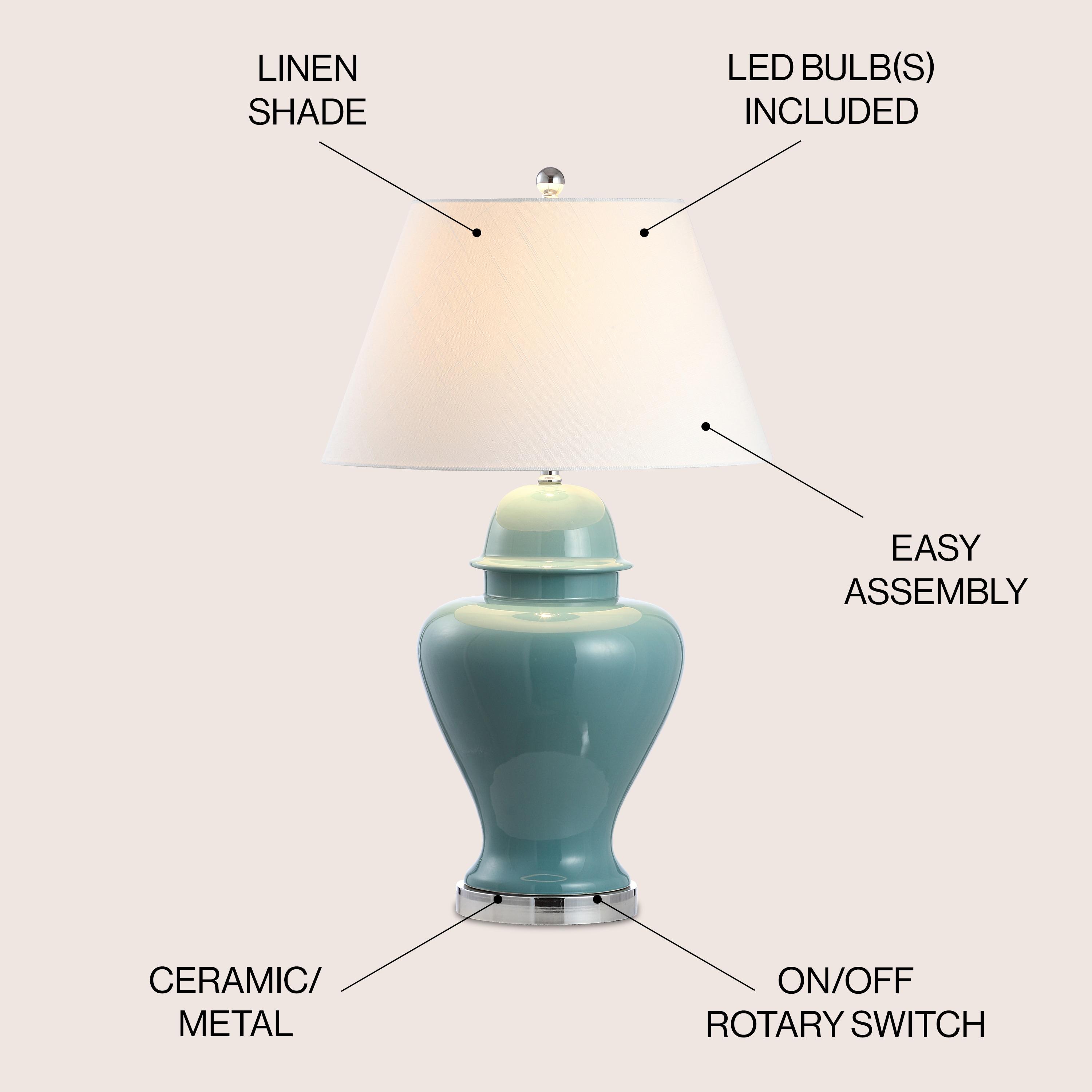 33" Ceramic/Iron LED Table Lamp, Empire Shade, Brass Fittings - JONATHAN Y