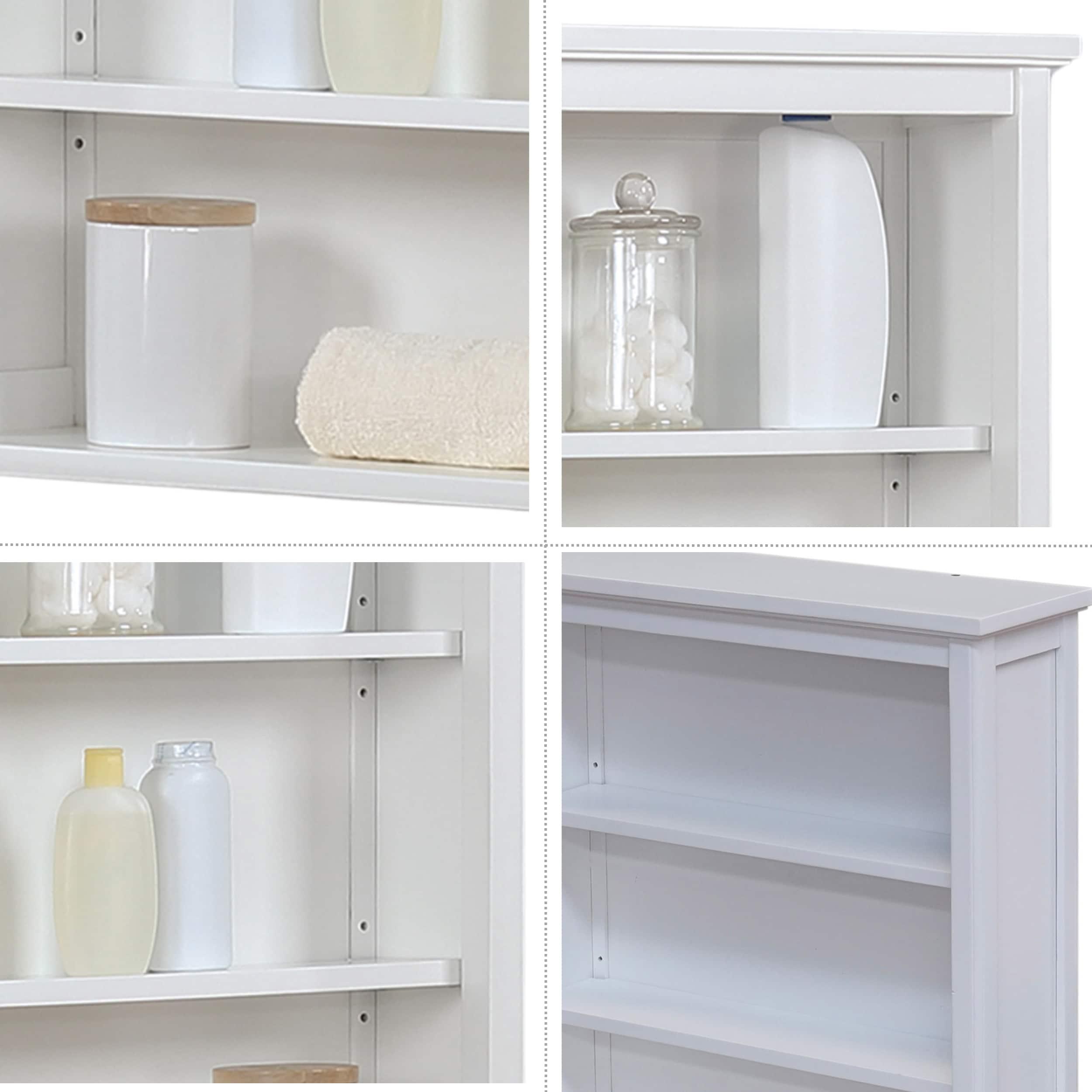 Dorset Wall Mounted Bath Storage Cabinet with Two Open Shelves White - Alaterre Furniture: Hardwood Construction, No Assembly Required