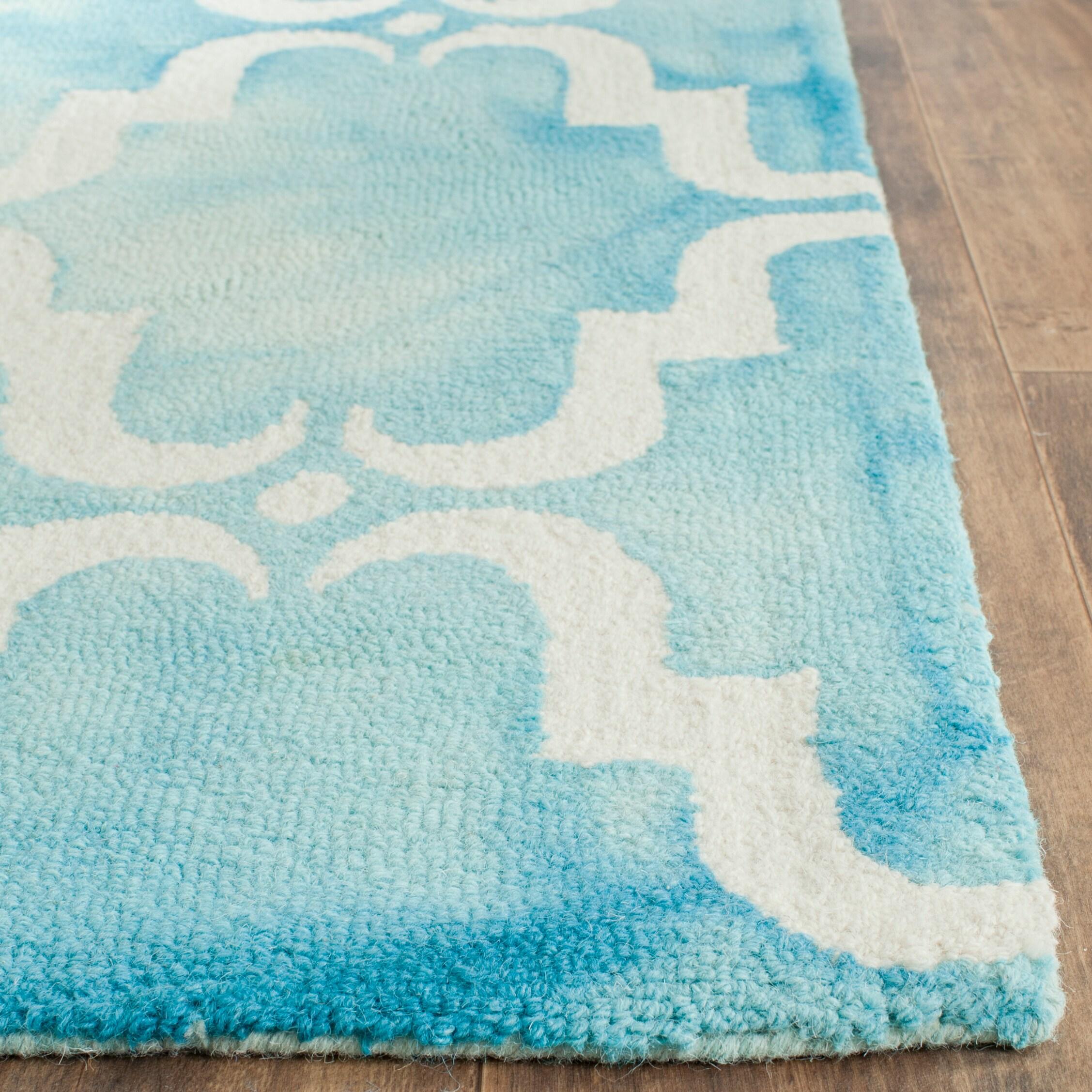 Dip Dye DDY536 Hand Tufted Accent Rug - Turquoise/Ivory - 2'6"x4' - Safavieh.