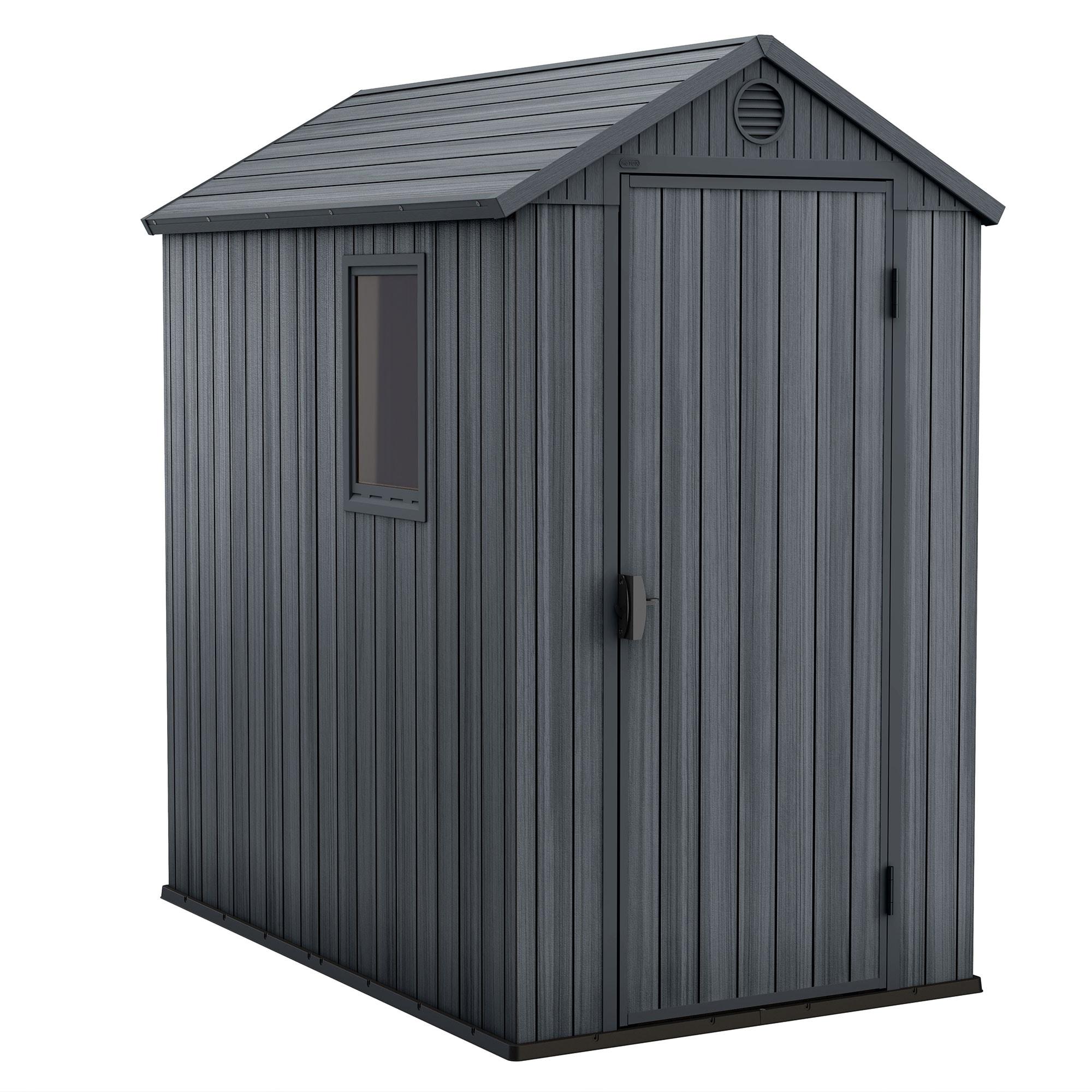 Darwin 4 ft. W x 6 ft. D Durable Resin Outdoor Storage Shed With Floor and Window for Garden Patio Furniture and Tools, Grey