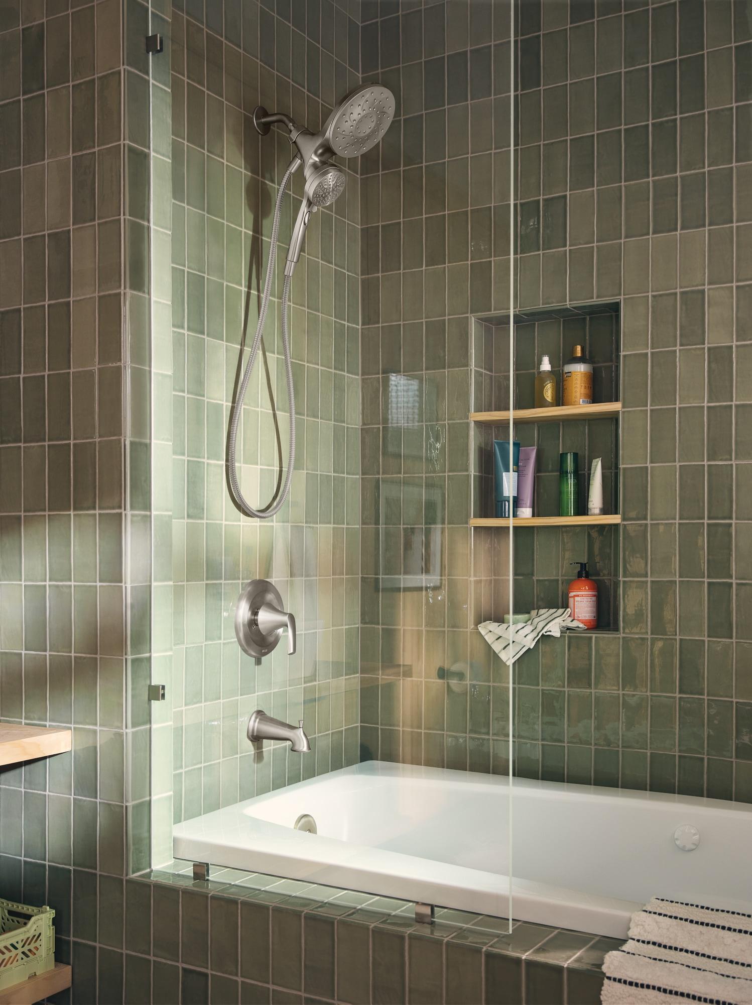 Moen Magnetix 82137SRN Graeden Spot Resist Brushed Nickel 1-Handle Bathtub and Shower Faucet with Valve