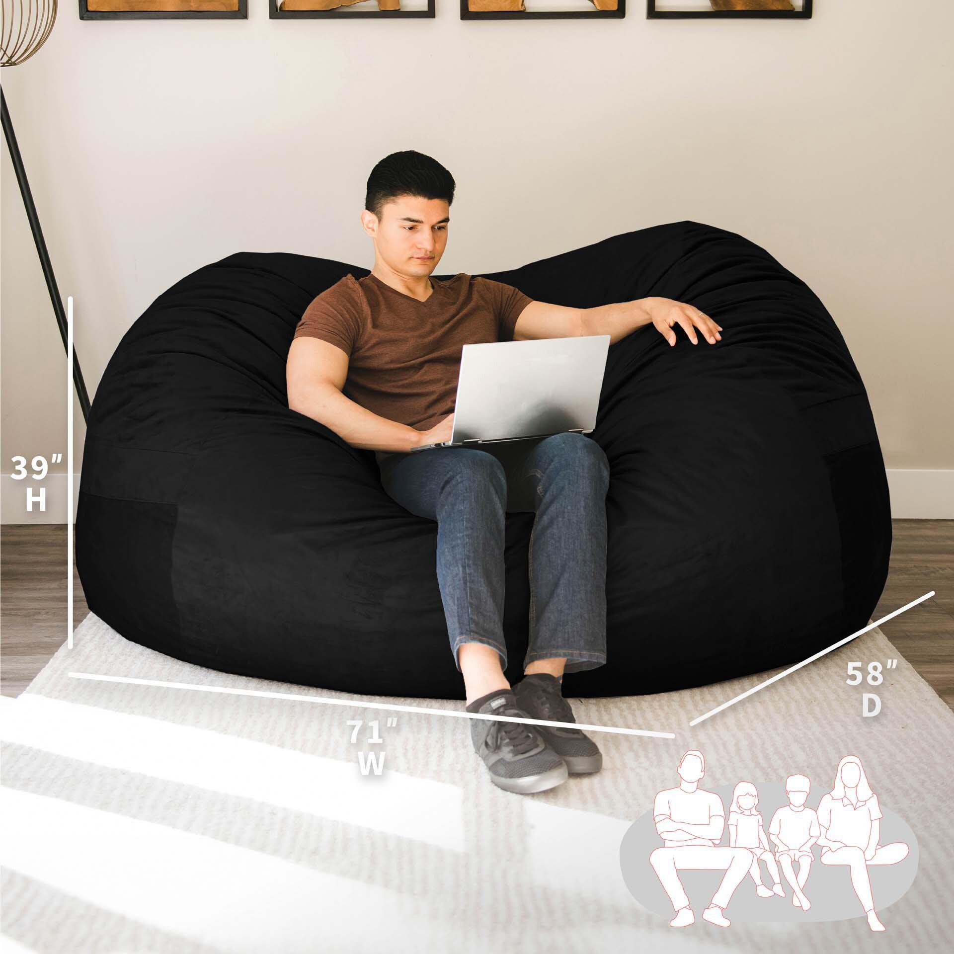 Big Joe Giant Foam Filled Bean Bag Sofa with Soft Removeable Cover