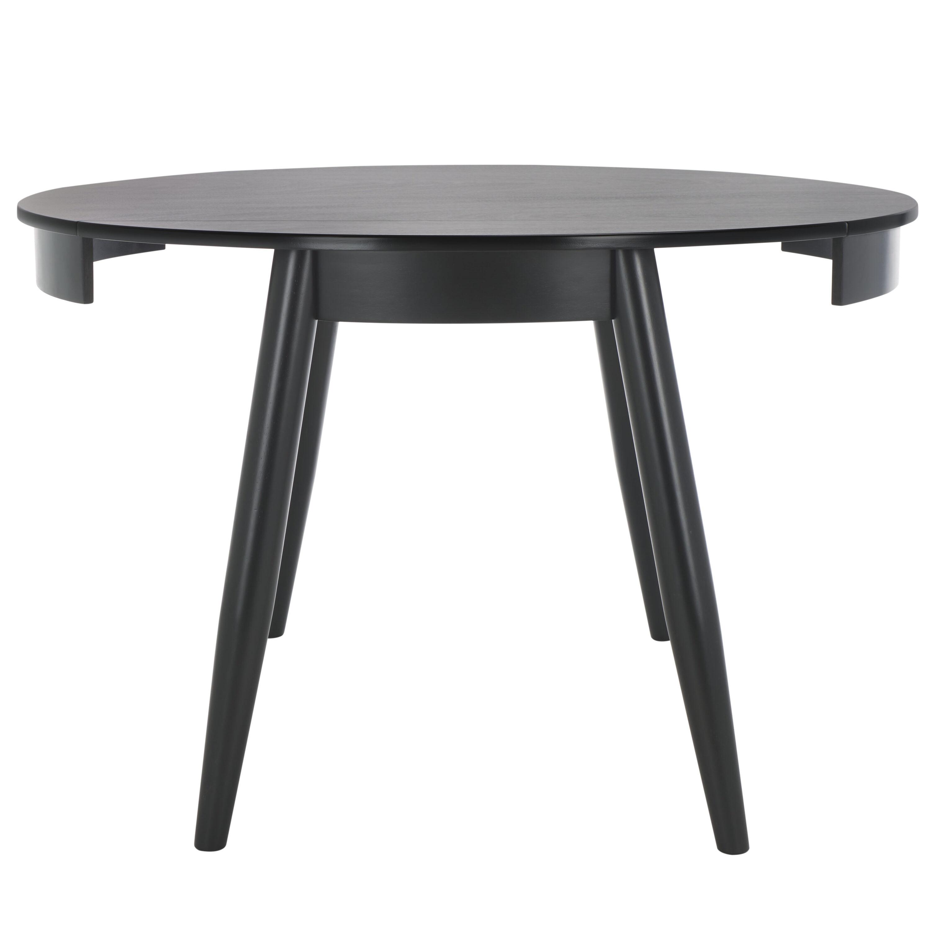 Black Round Reclaimed Wood Extendable Dining Table