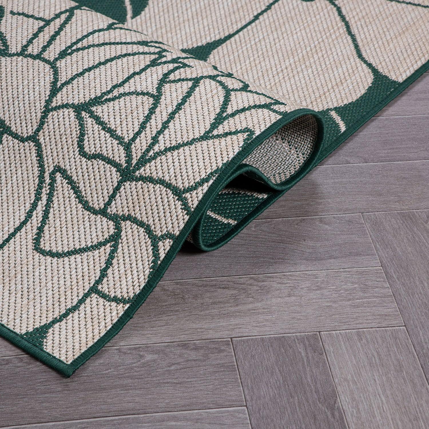 World Rug Gallery Modern Floral Flowers Textured Flat Weave Indoor/Outdoor Area Rug - GREEN 2'x3'