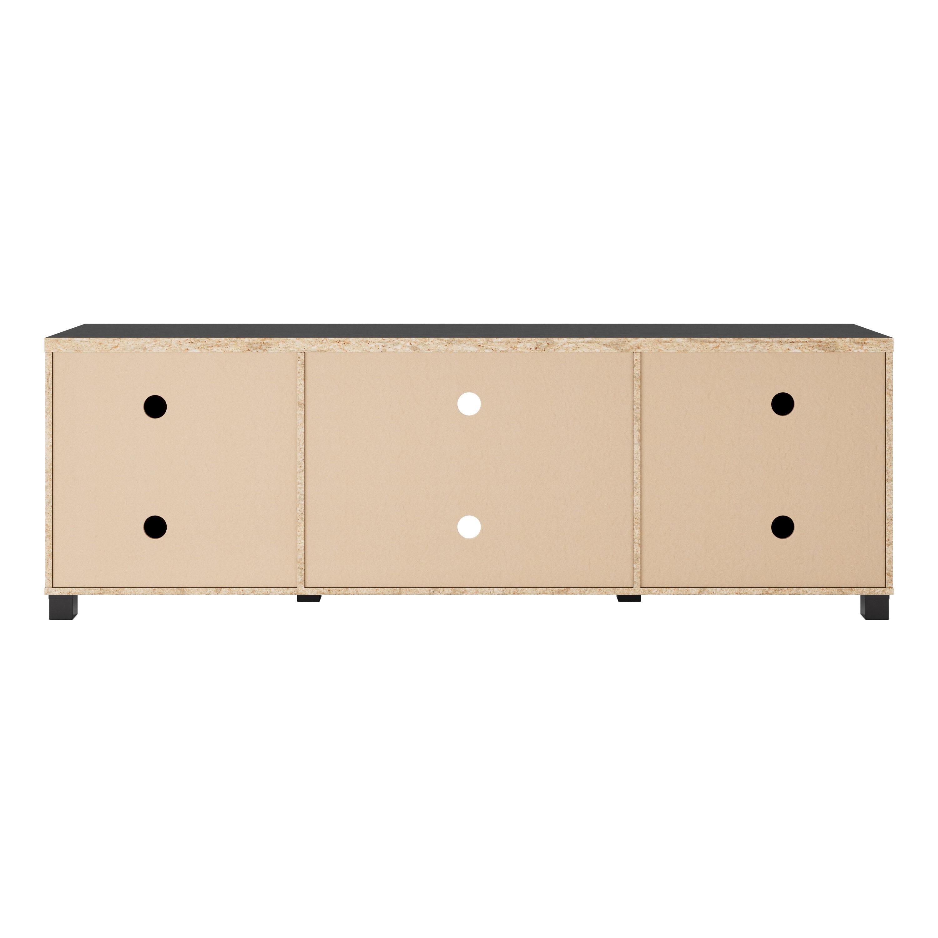 CorLiving Virlomi Contemporary Black TV Stand with Storage for Most TVs up to 85 Inch - Living Room Entertainment Center with Storage, Stylish TV Stand for Living Room, Modern TV Stands