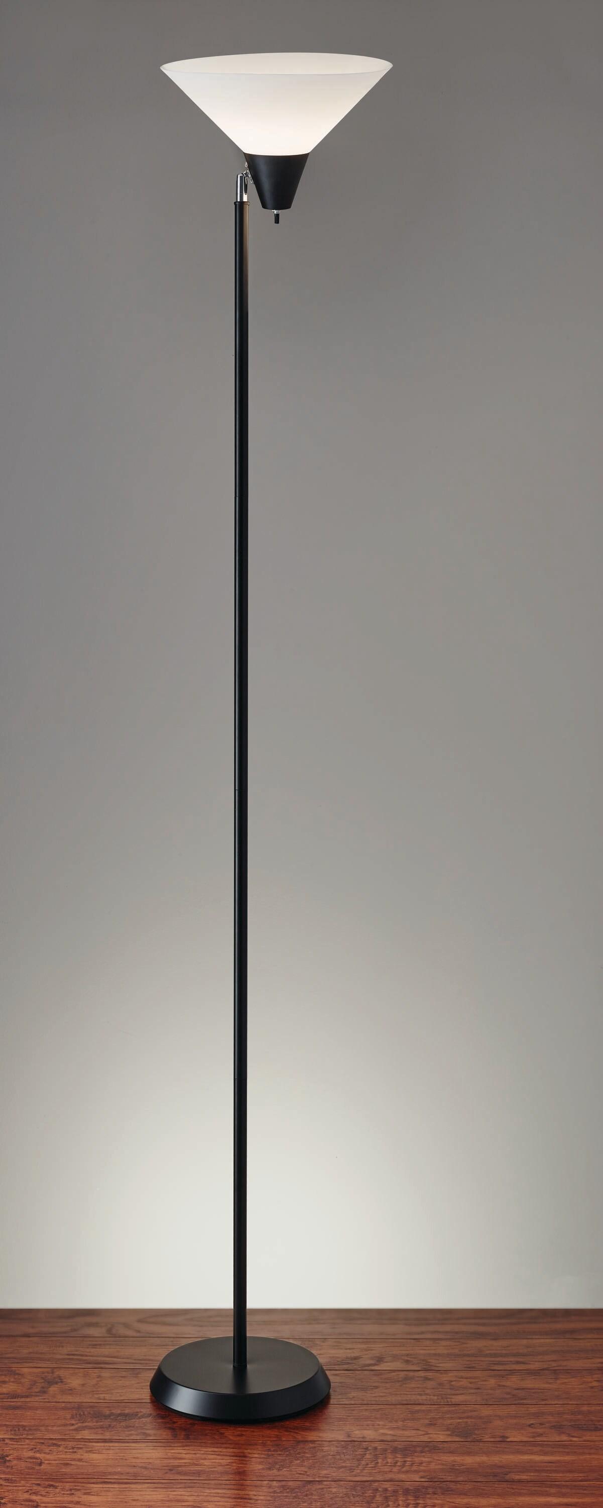 Adesso Home Decor Office Swivel Standing Floor Pole Lamp Light w/ Shade, Black