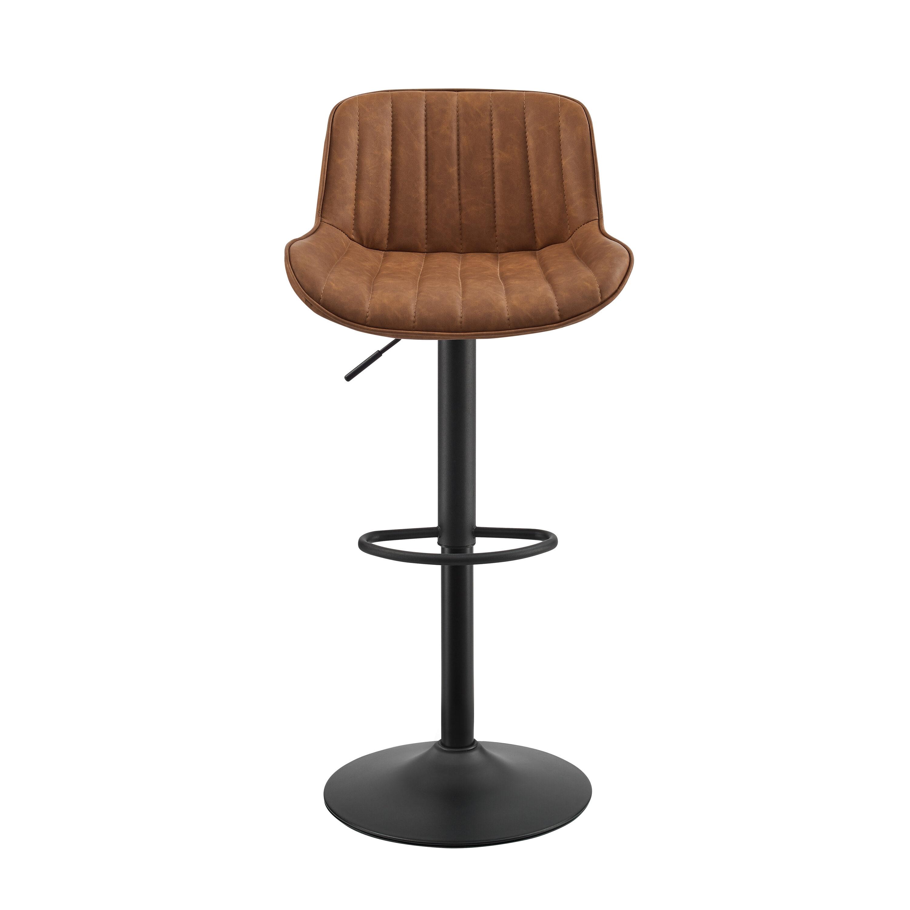 Art Leon Bar Stools Set of 2, PU Leather Swivel Steel Legs,Brown