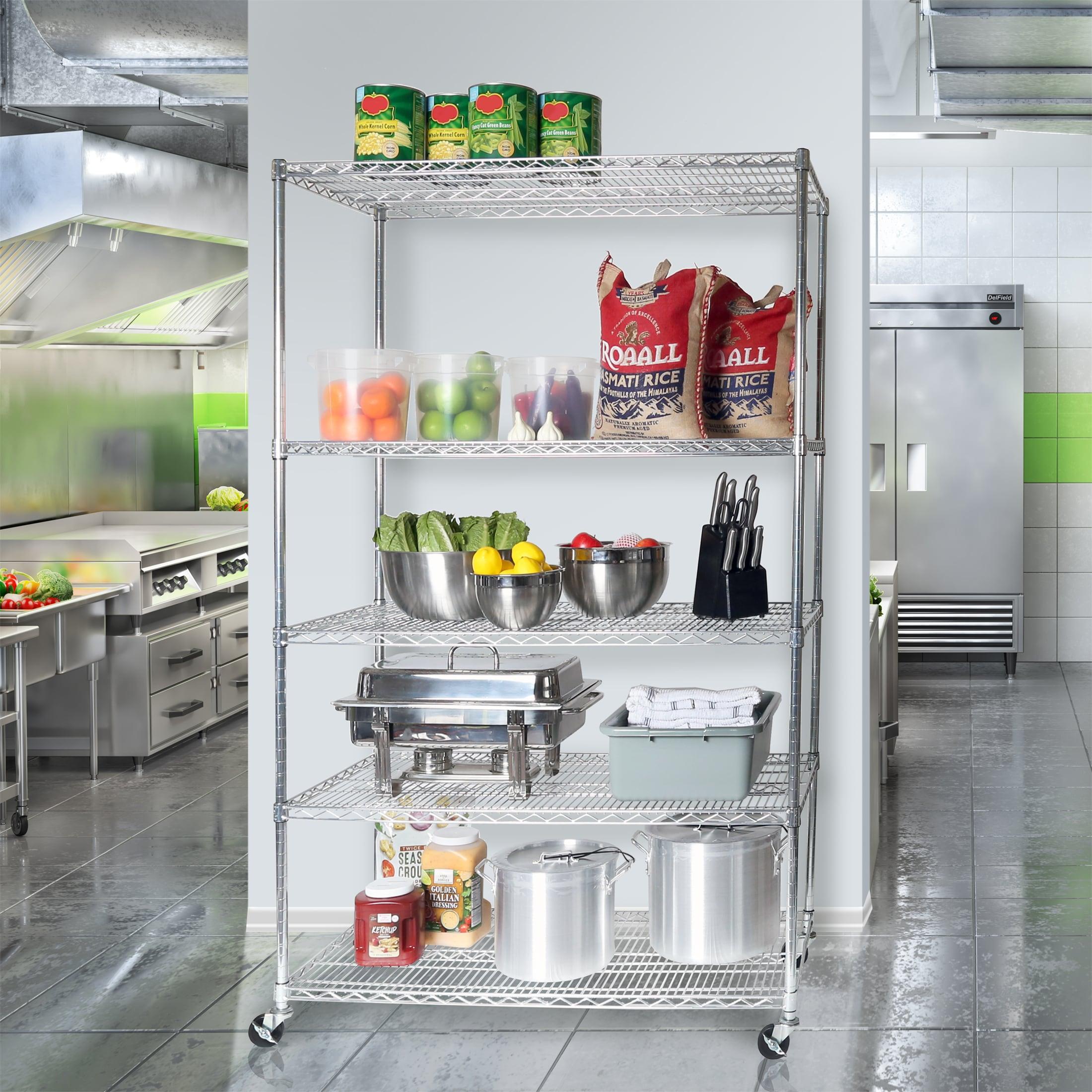 UltraDurable 24" D 5-Tier NSF-Certified Steel Shelving with Wheels