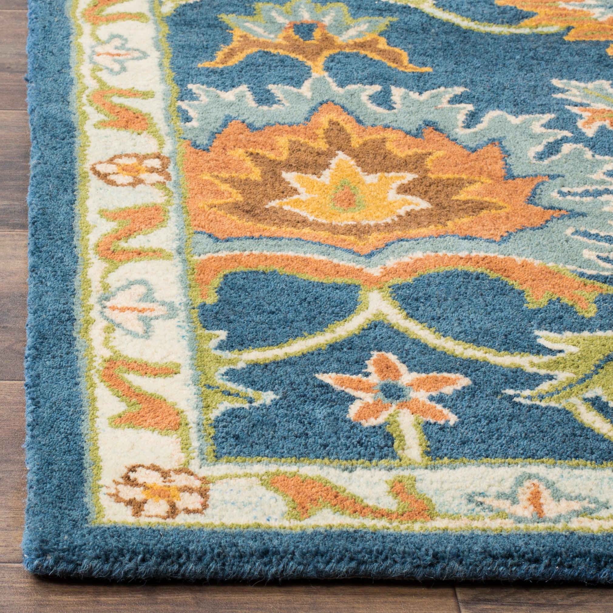 SAFAVIEH Heritage Sharla Floral Wool Area Rug, Navy, 5' x 8'