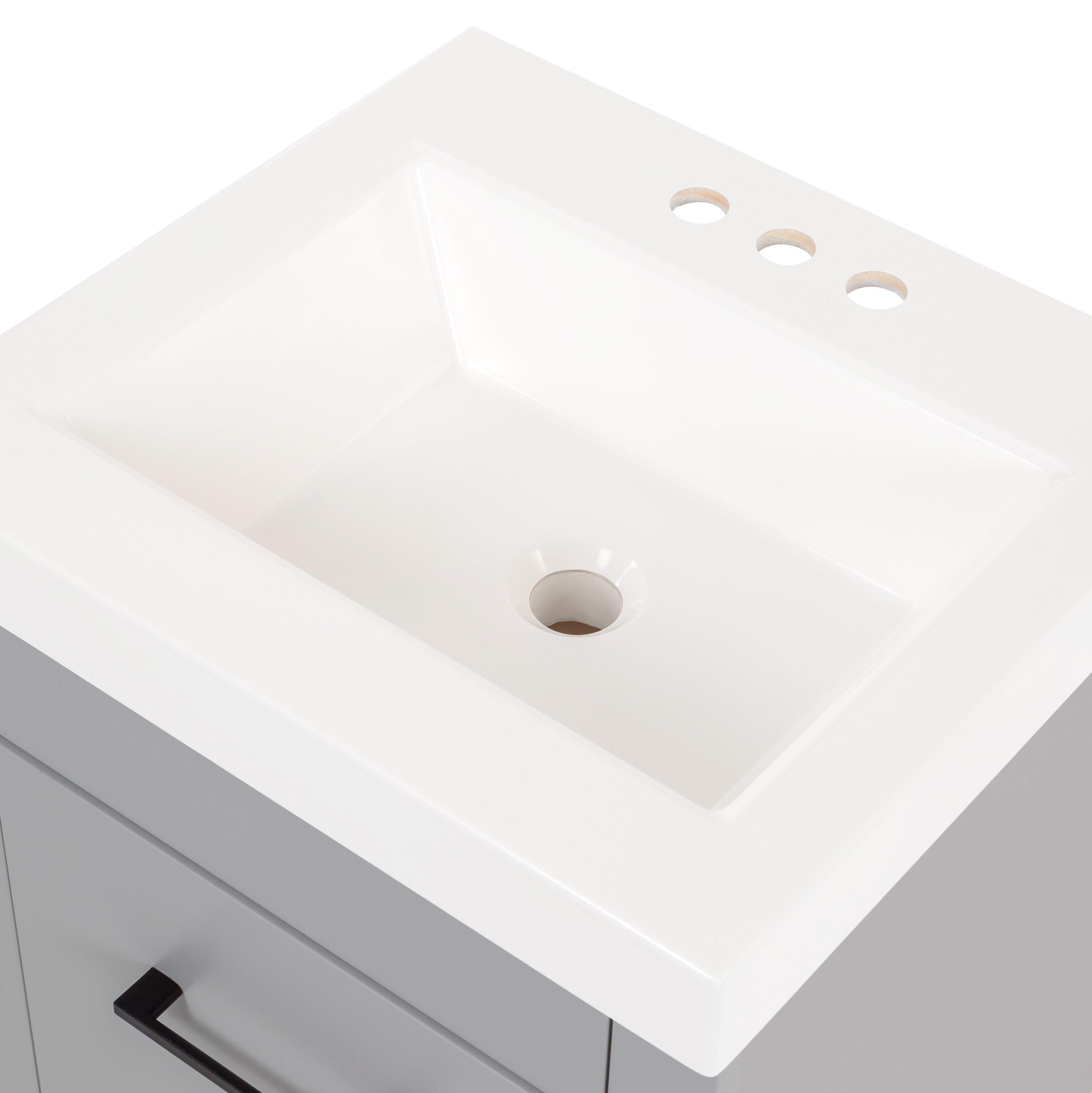 Diamond NOW Winnie 18-in Pearl Gray Single sink Bathroom Vanity with White Cultured marble Top