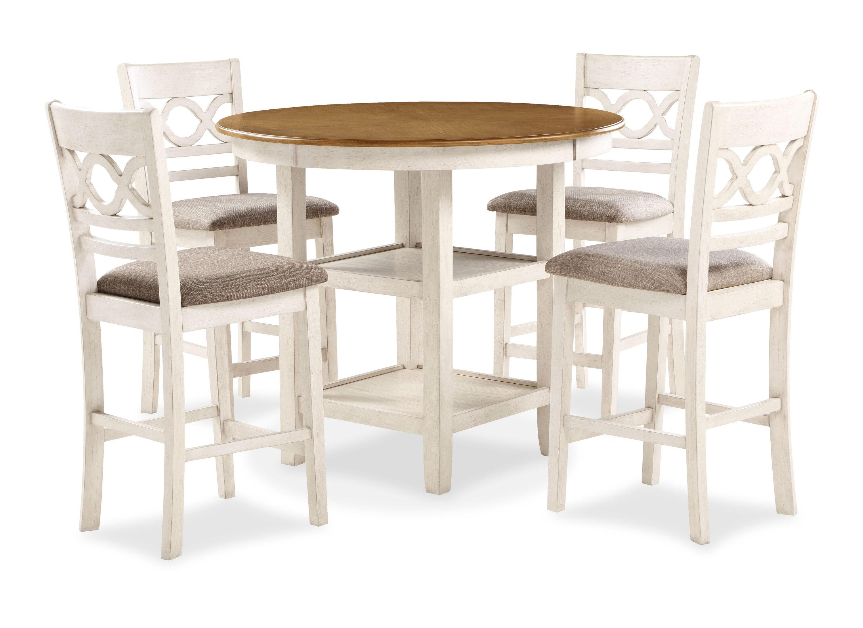 New Classic Furniture Cori 5-Piece Solid Wood Counter Dining Set in Brown/White