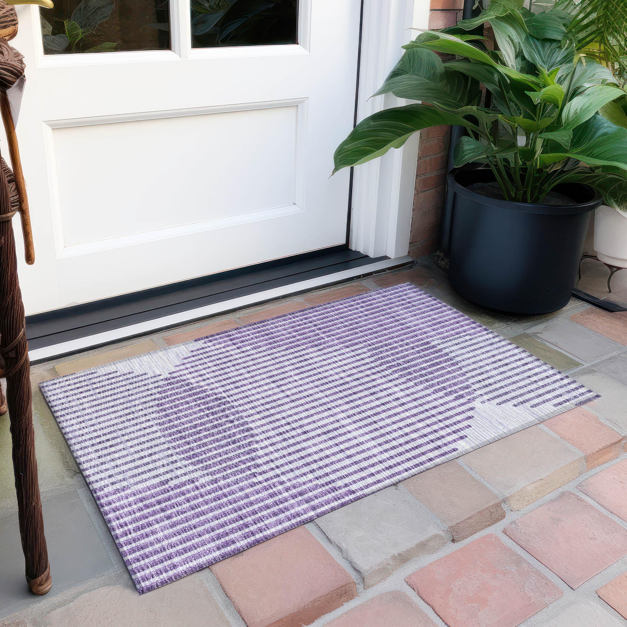 Addison Rugs Chantille Indoor/Outdoor Transitional Geometric, Abstract Purple Washable Rectangle Rug, 1'8" x 2'6"