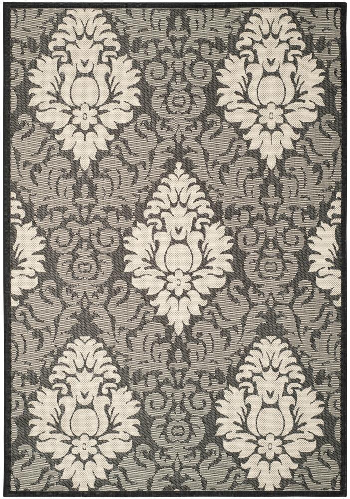 Courtyard CY2714 Power Loomed Indoor and Outdoor Area Rug - Black/Sand - 8'x11' - Safavieh