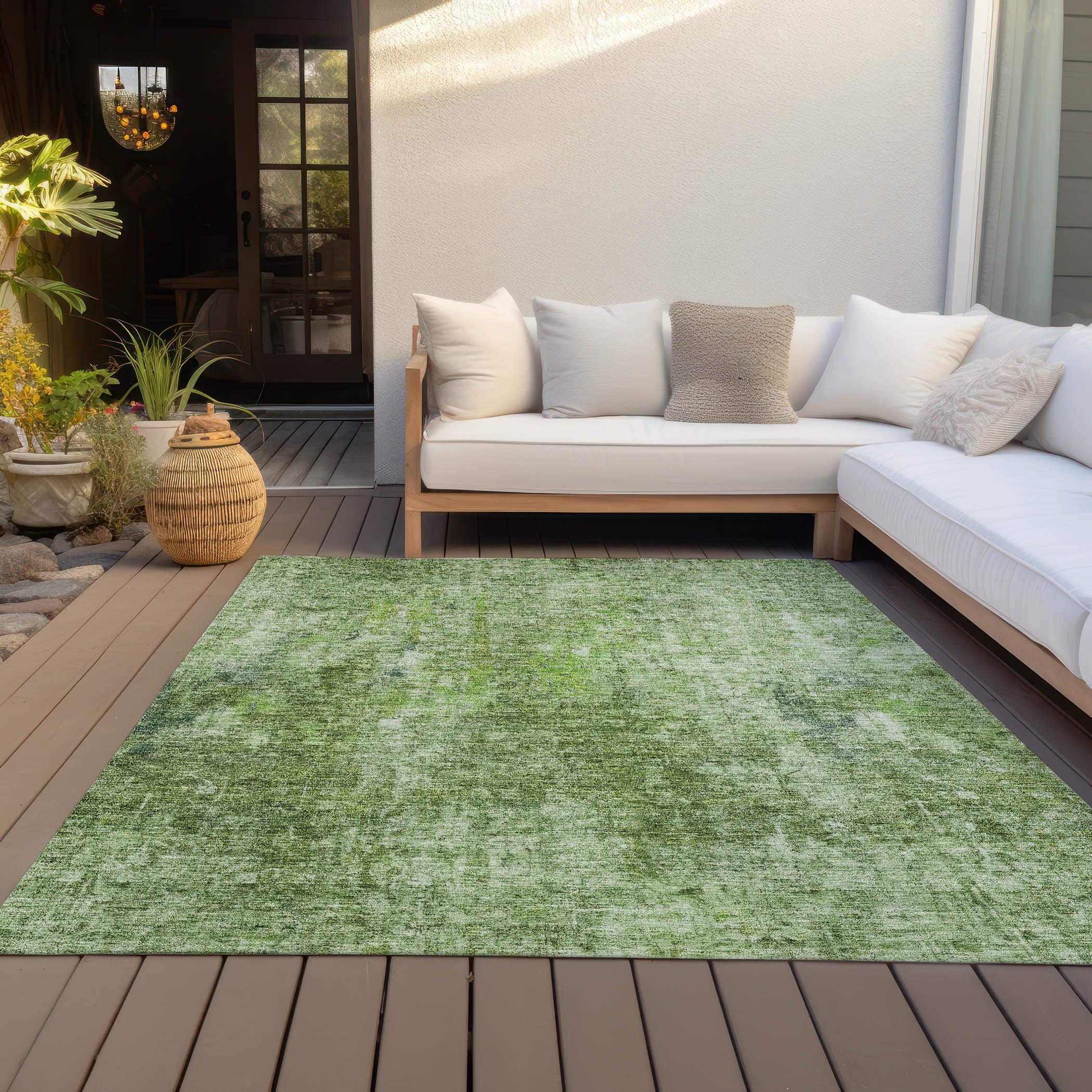 Addison Rugs Chantille Indoor/Outdoor Transitional Abstract Olive Washable Rectangle Rug, 3' x 5'