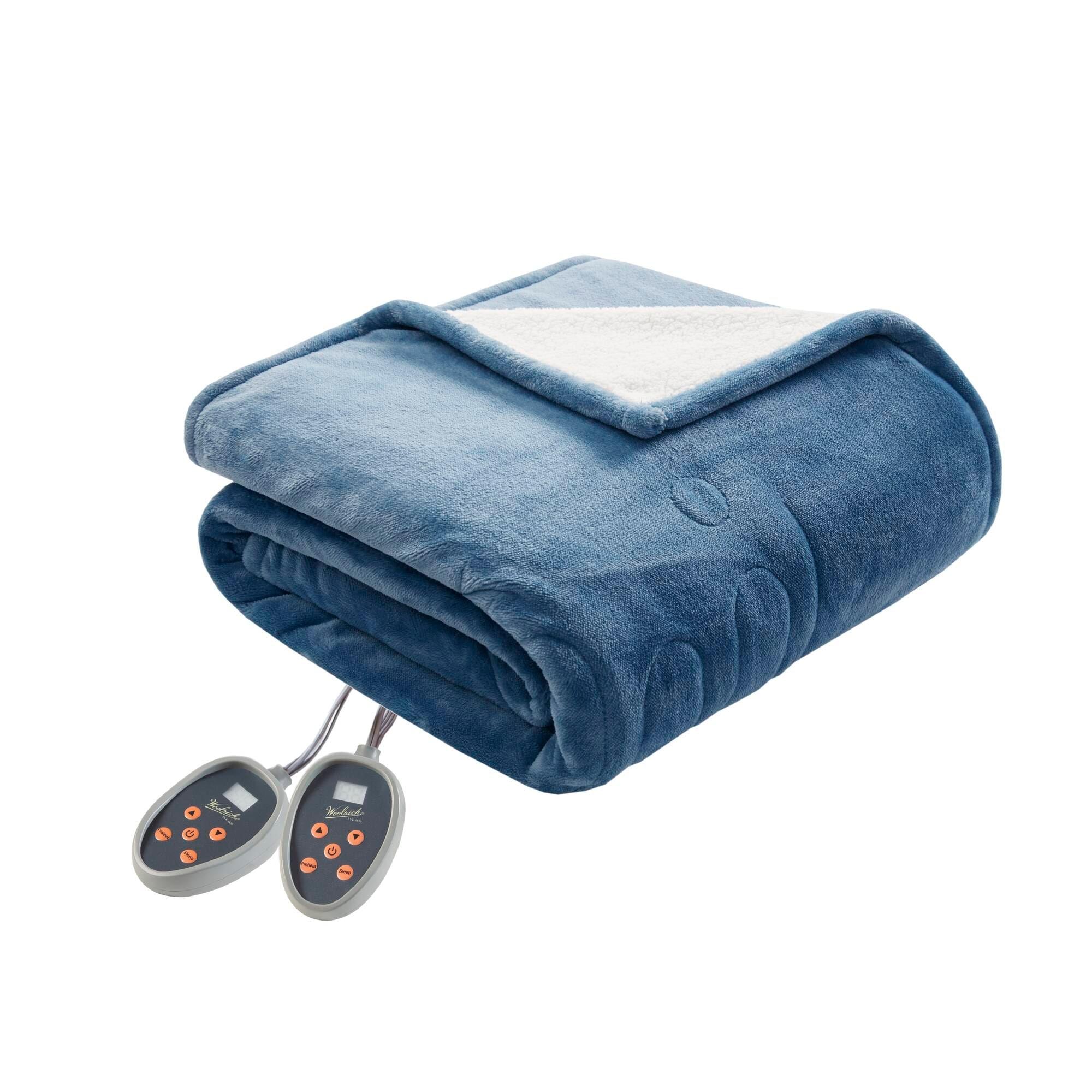 Woolrich Woolrich Heated Plush to Berber Blanket,Sapphire Blue,Twin