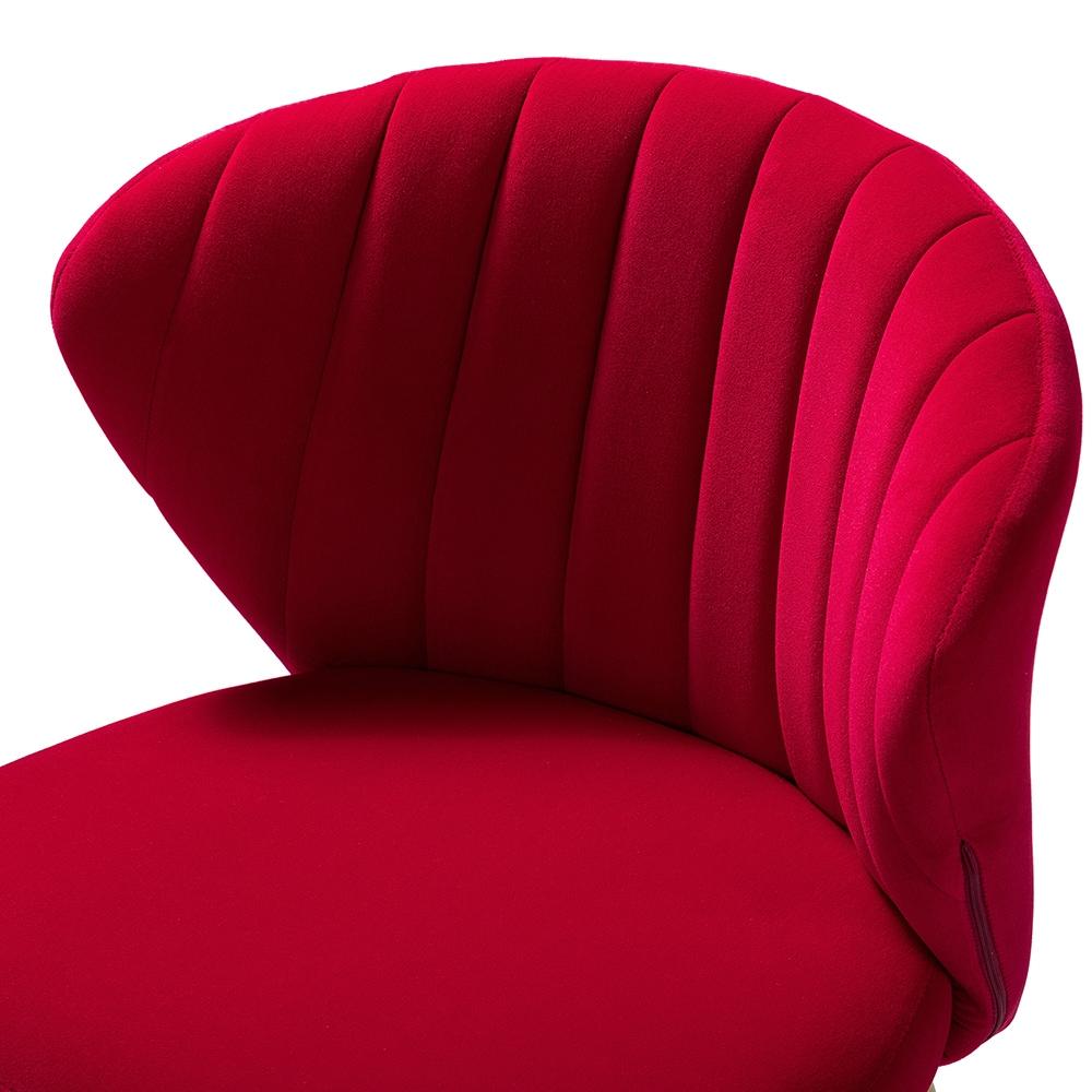 Velvet Upholstery Comfy Dining Chair Accent Channel Tufted Metal Legs Home Living Room Bedroom Kitchen Red