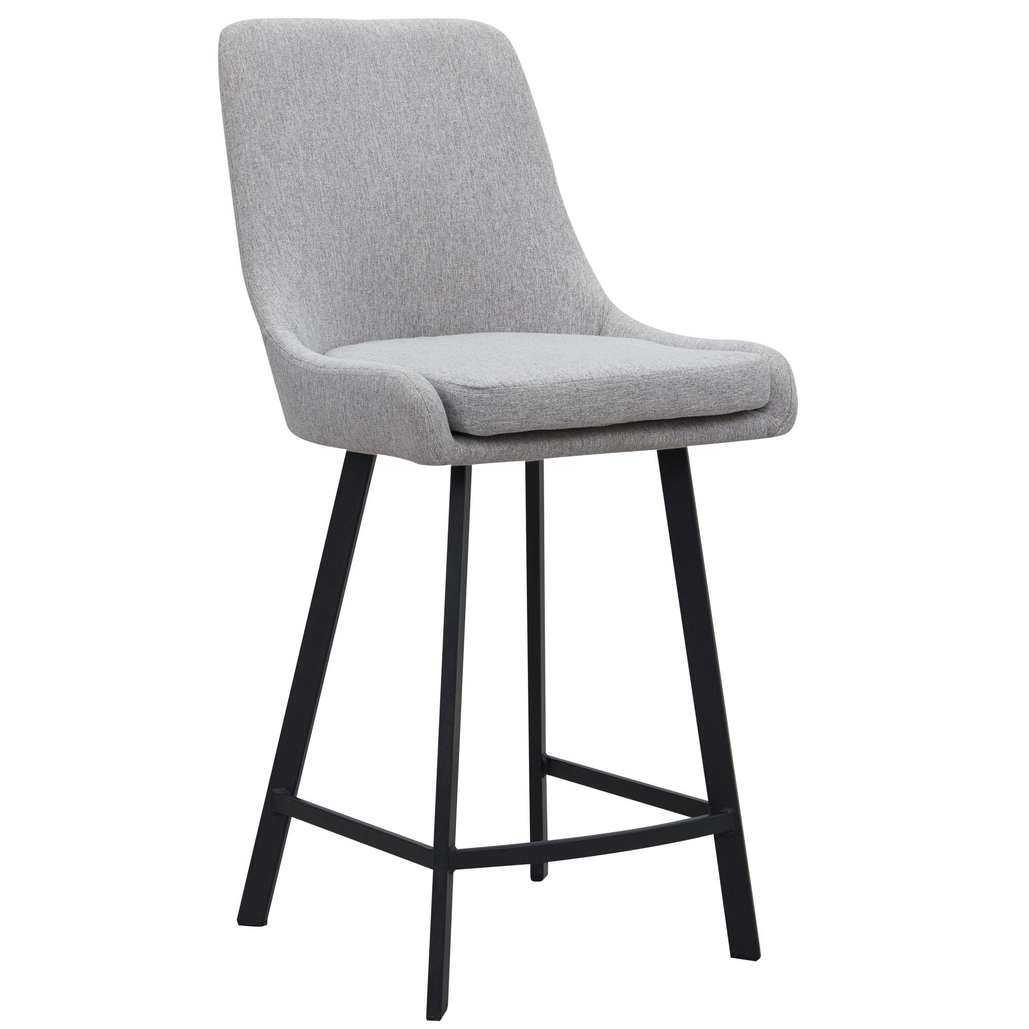 Leick Home Upholstered Back Counter Height Stool with Steel Base Set of 2 in Gray and Black