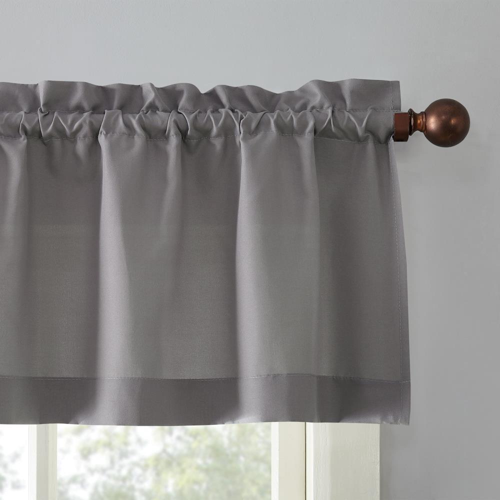 Set of 3 (45"x27") Martine Microfiber Semi-Sheer Rod Pocket Kitchen Curtain Valance and Tiers Set Gray - No. 918