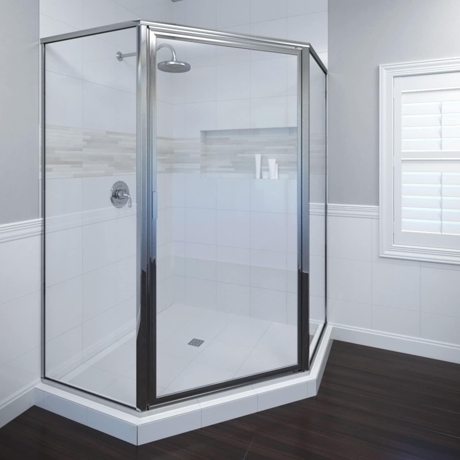 Deluxe 57.625'' W 68.6'' H Framed Neo-angle Reversible Shower Enclosure