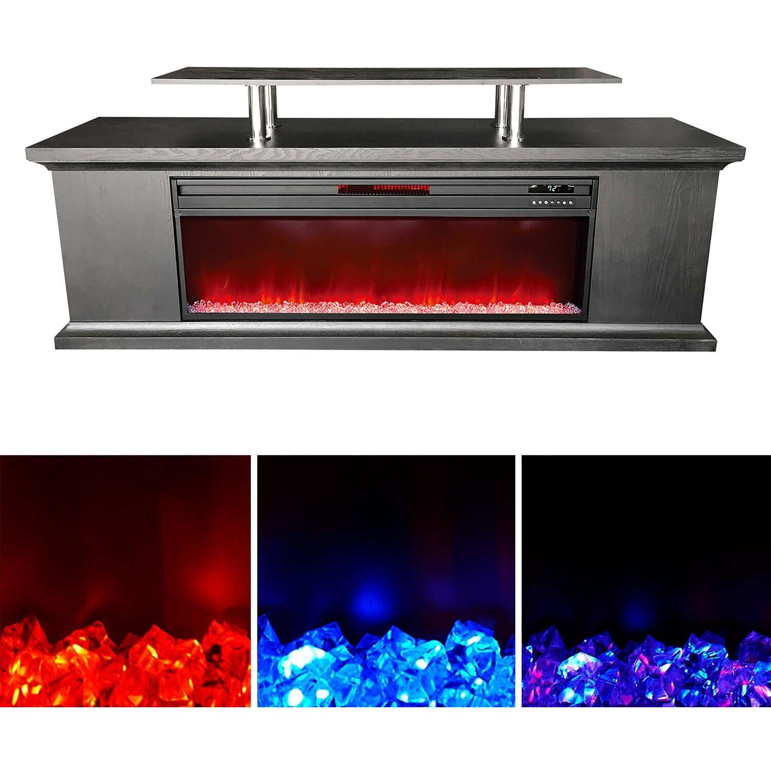 Lifesmart TV Stand for TVs up to 72" with Electric Fireplace Included