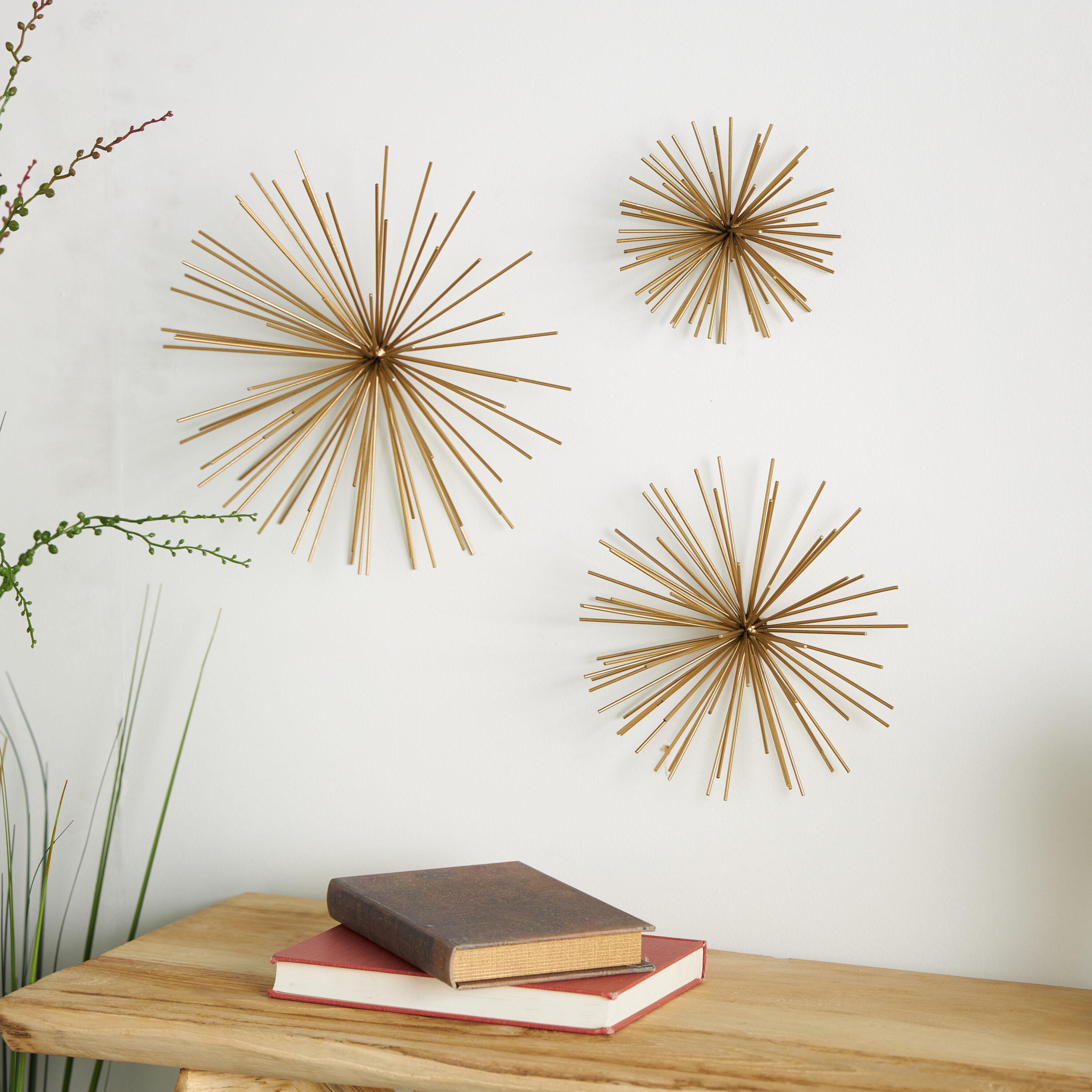 Metal 3D Long Spike Starburst Home Wall Decor Set