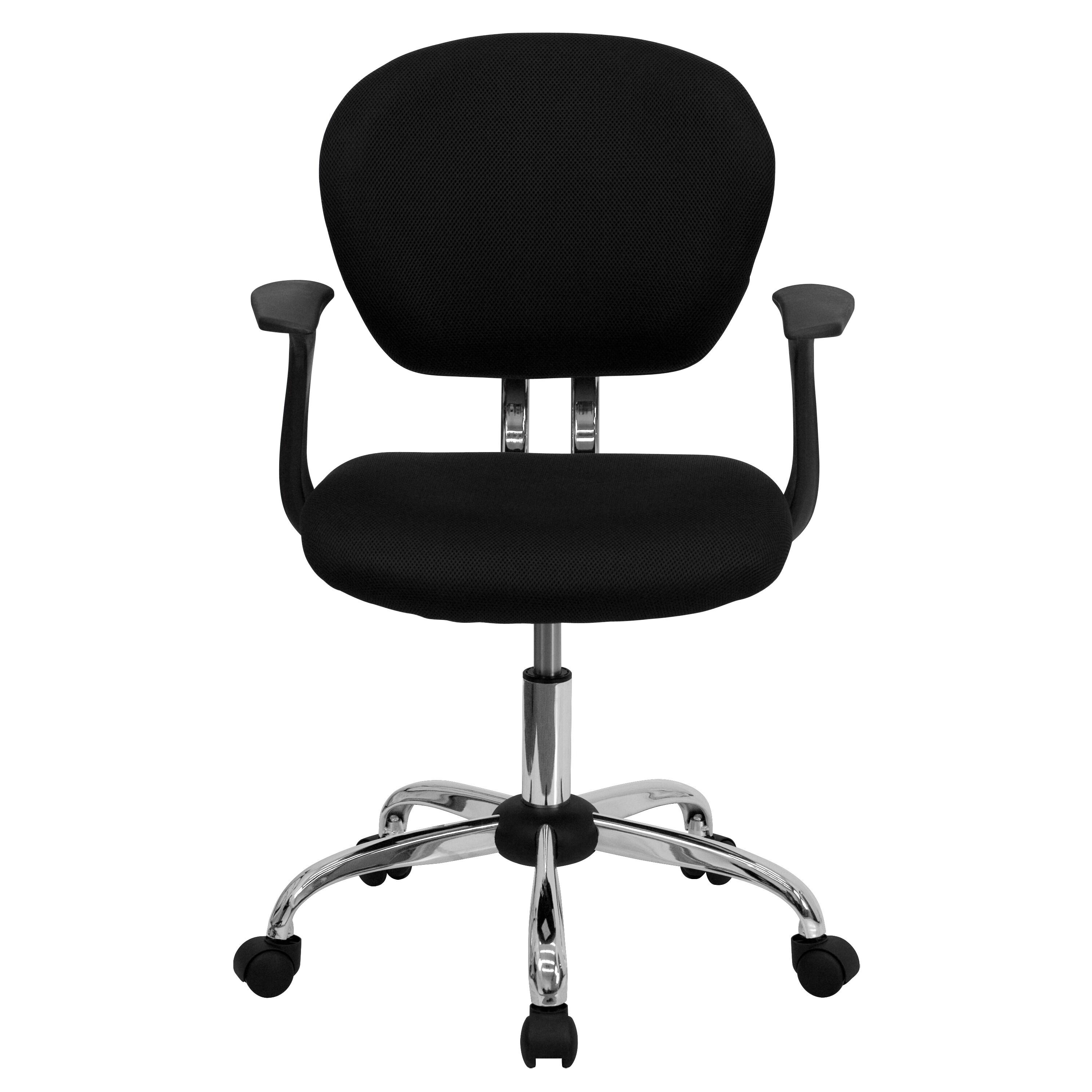 Flash Furniture Beverly Mid-Back Black Mesh Padded Swivel Task Office Chair with Chrome Base and Arms